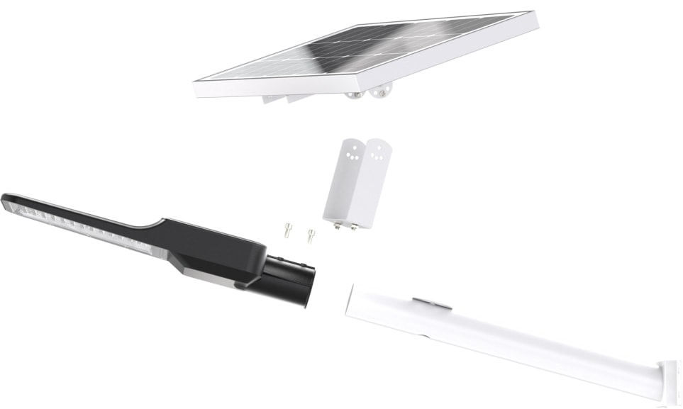 ENOVALITE Solar LED-Straßenleuchte-PRO, 400 W, 5200 lm, 6500 K
