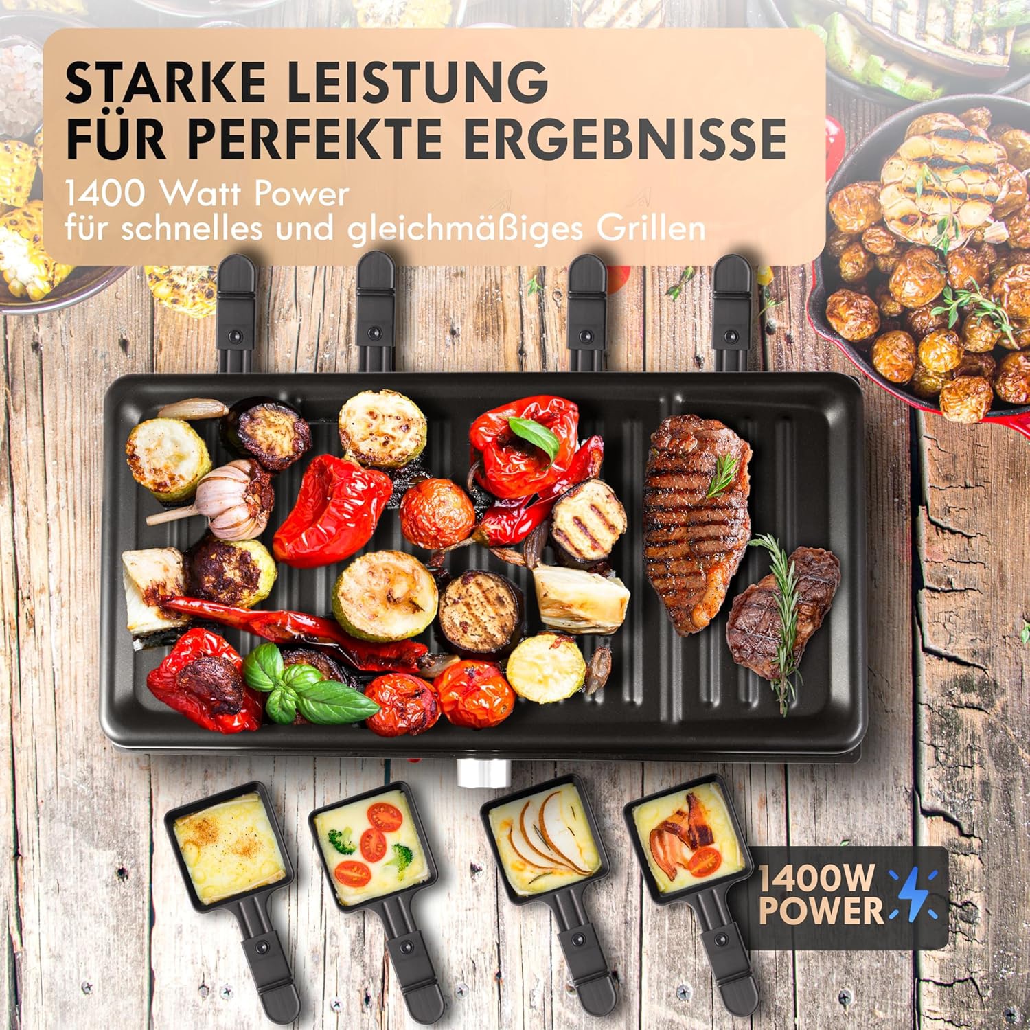CLATRONIC Raclette RG 3757, 1400 W, 8 Personen, schwarz