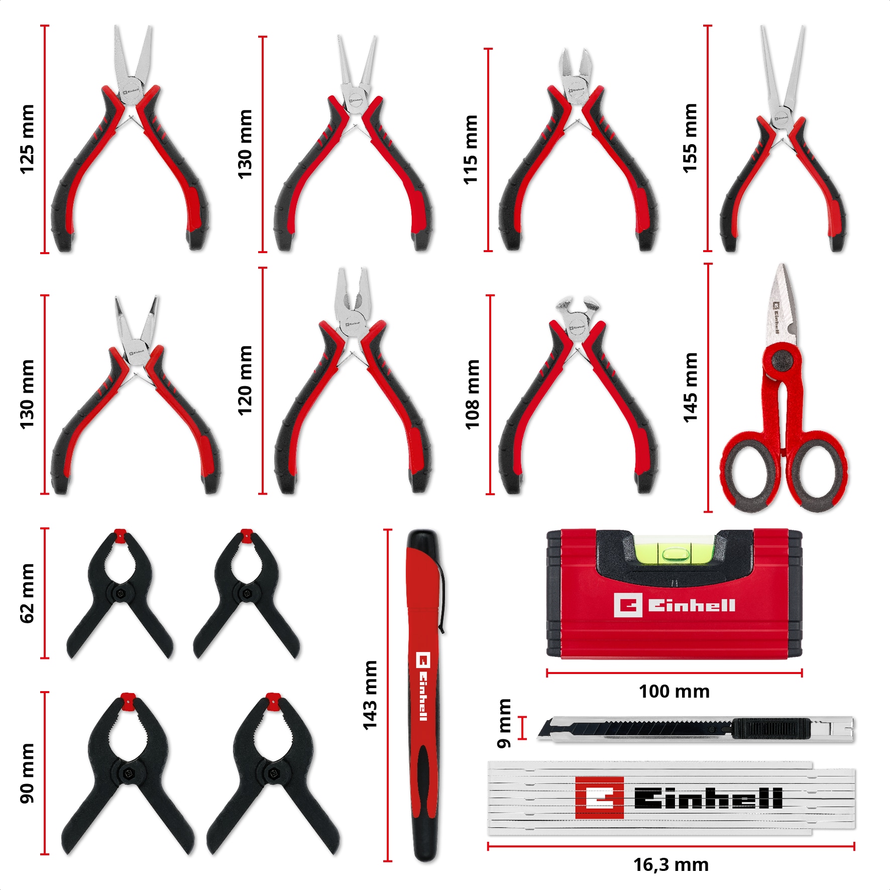 EINHELL Werkzeugkoffer Hobby, 370512, E-Case, 153-teilig