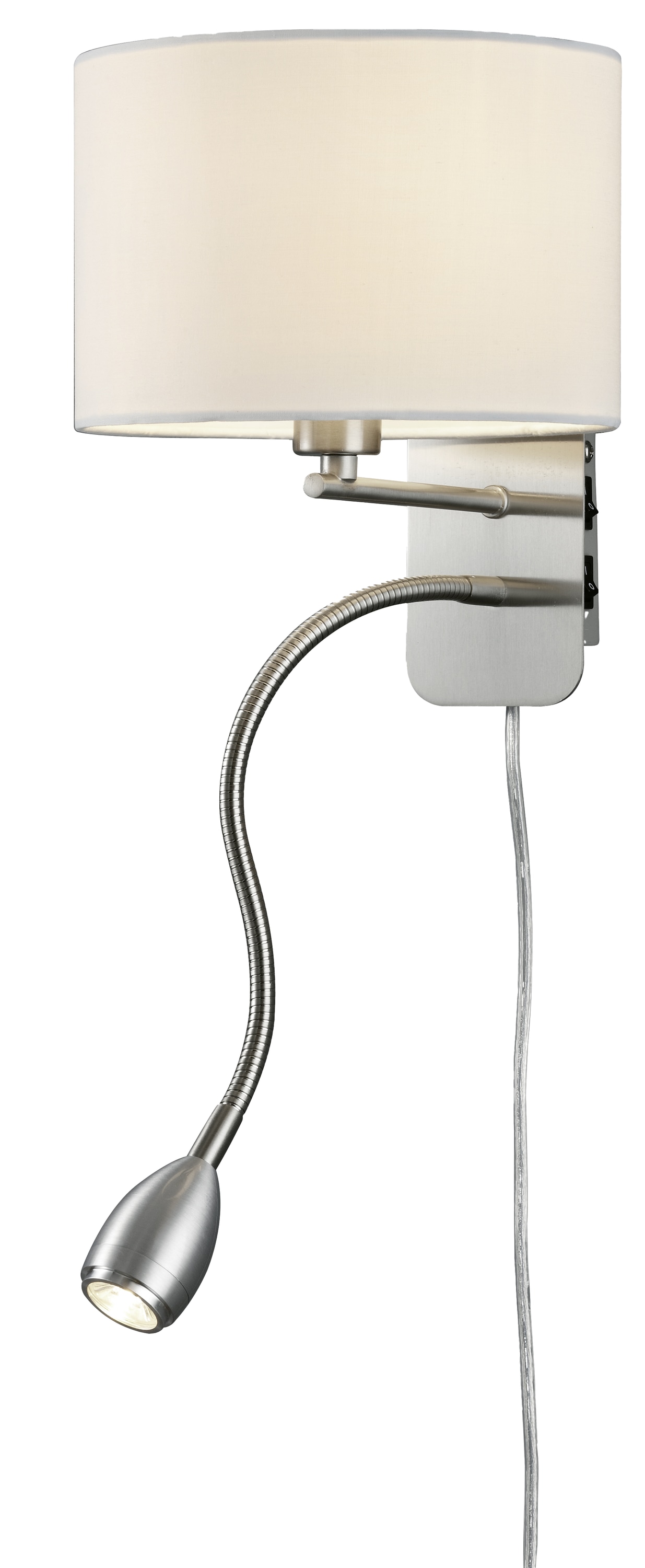TRIO Wandleuchte Hotel 271170201 Nickel matt, Schirm weiß, 1 x 3,1W LED, 310 lm, 3000K, 1 x E14 TRIO Wandleuchte Hotel 271170201 Nickel matt, Schirm weiß, 1 x 3,1W LED, 310 lm, 3000K, 1 x E14
