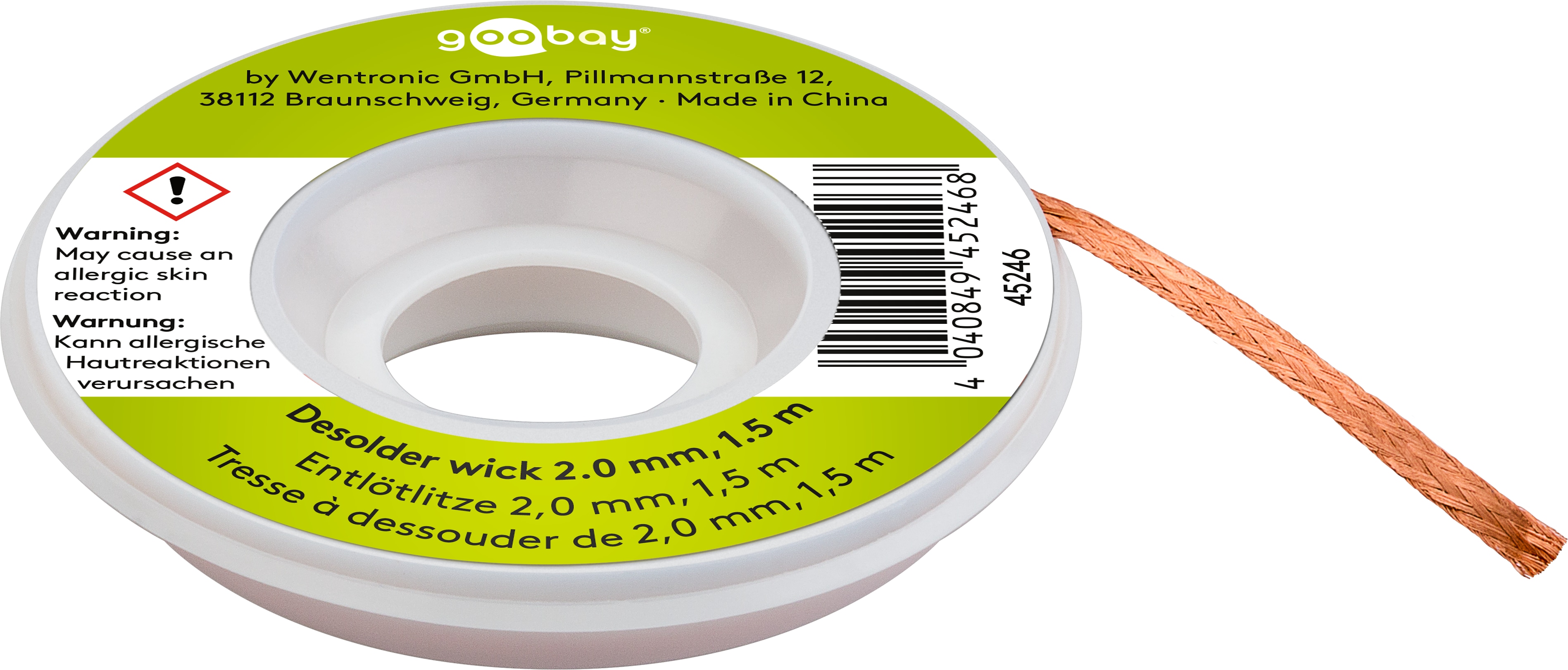 GOOBAY Entlötlitze, Ø 2,0 mm, 1,5 m