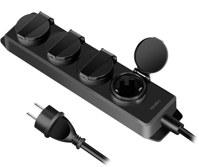 LOGILINK Kabelschutzbox LPS284, 4-fach, Steckerleiste, IP54, grün