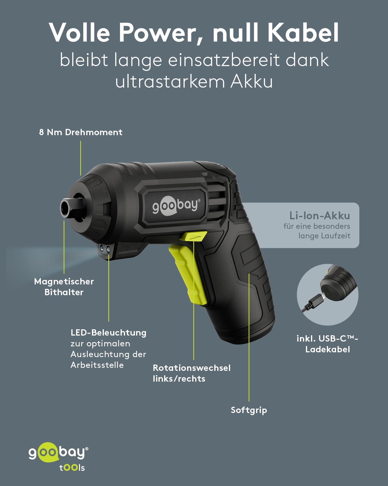 GOOBAY TOOLS Mini-Akkuschrauber-Set, 77818, 31-teilig