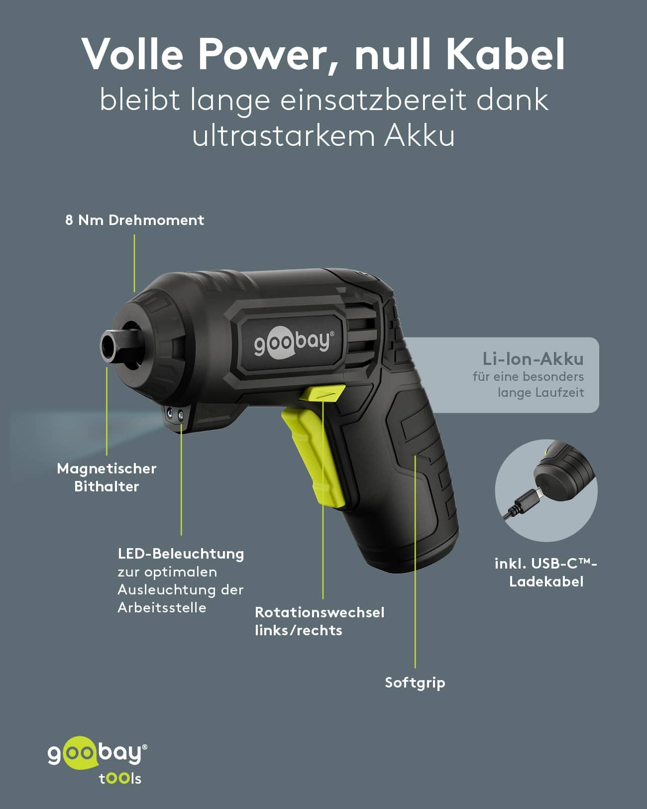 GOOBAY TOOLS Mini-Akkuschrauber-Set, 77818, 31-teilig