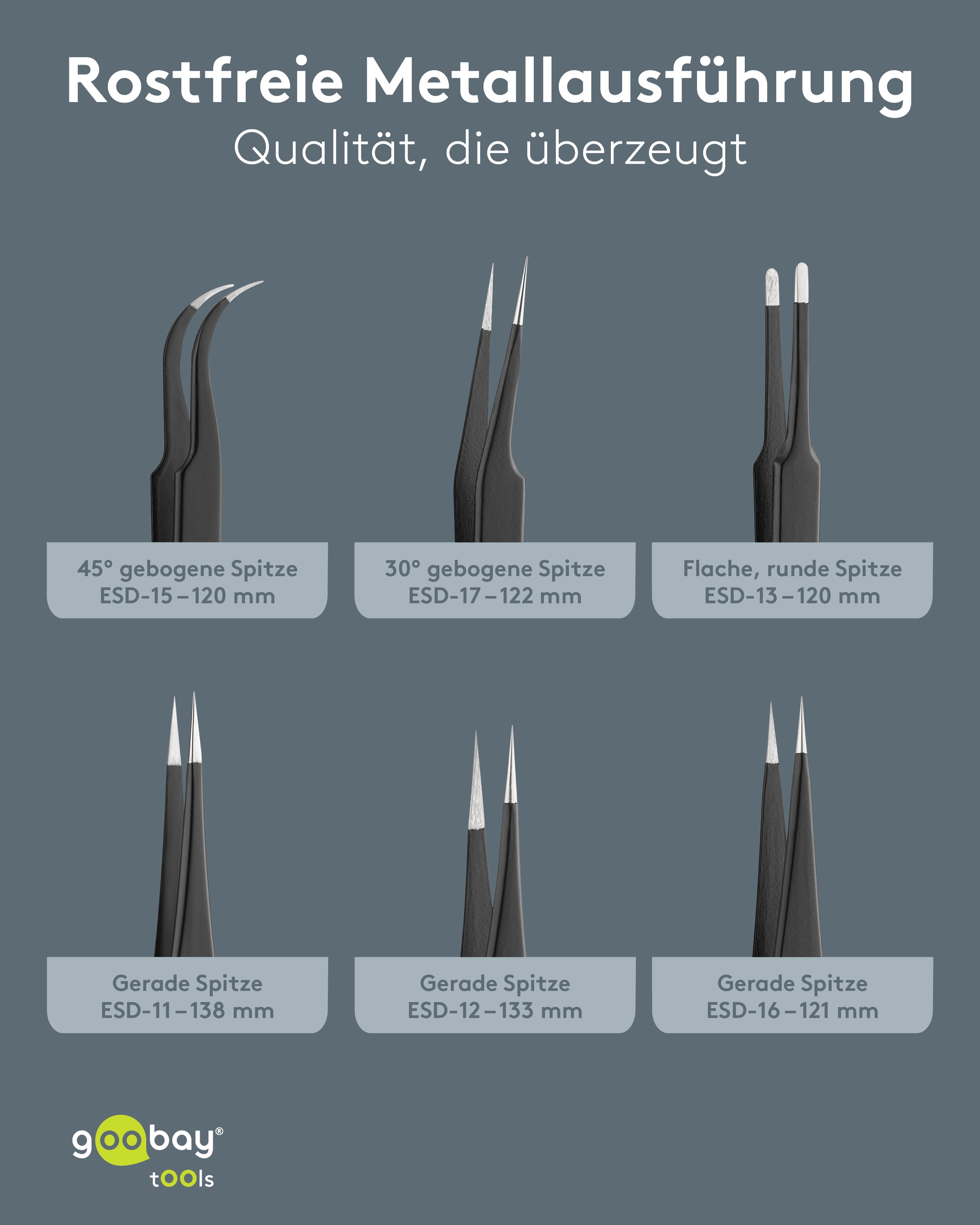 GOOBAY TOOLS Pinzetten-Set, 41256, 6-teilig