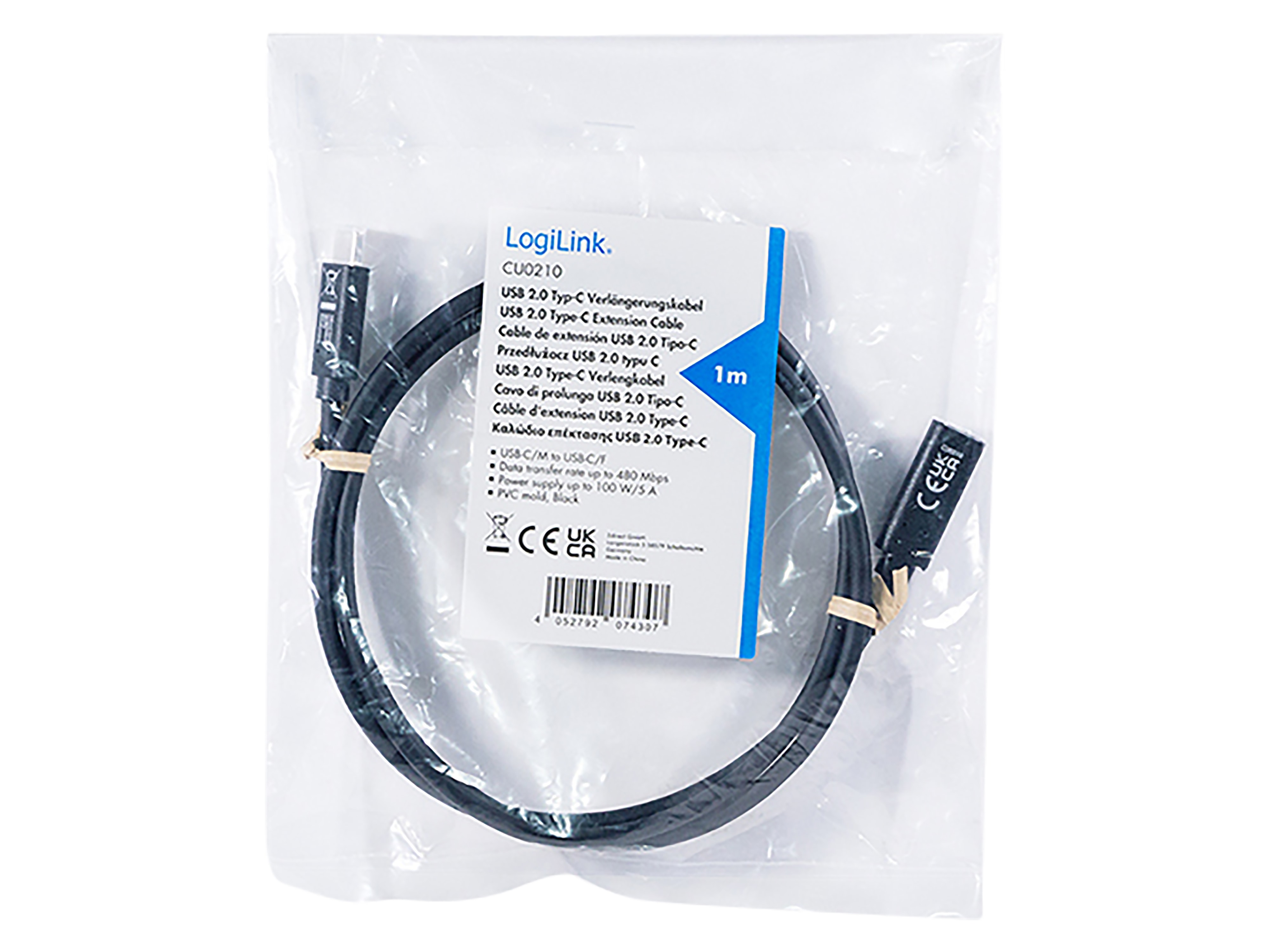 LOGILINK USB2.0 Kabel CU0212 USB-C M/USB-C F PD 3m schwarz LOGILINK USB2.0 Kabel CU0212 USB-C M/USB-C F PD 3m schwarz