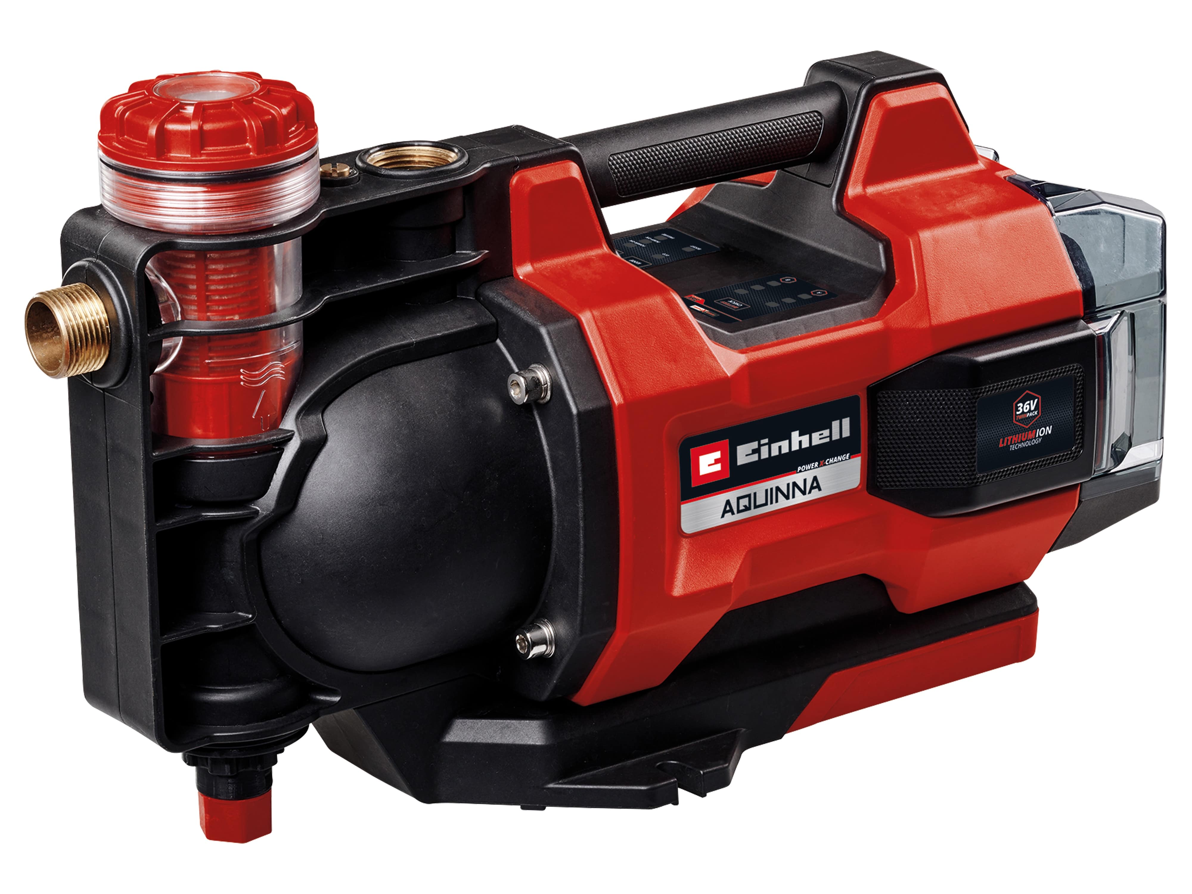 EINHELL Akku-Gartenpumpe Aquinna 36/38 F LED Automatic + 2x Starterset