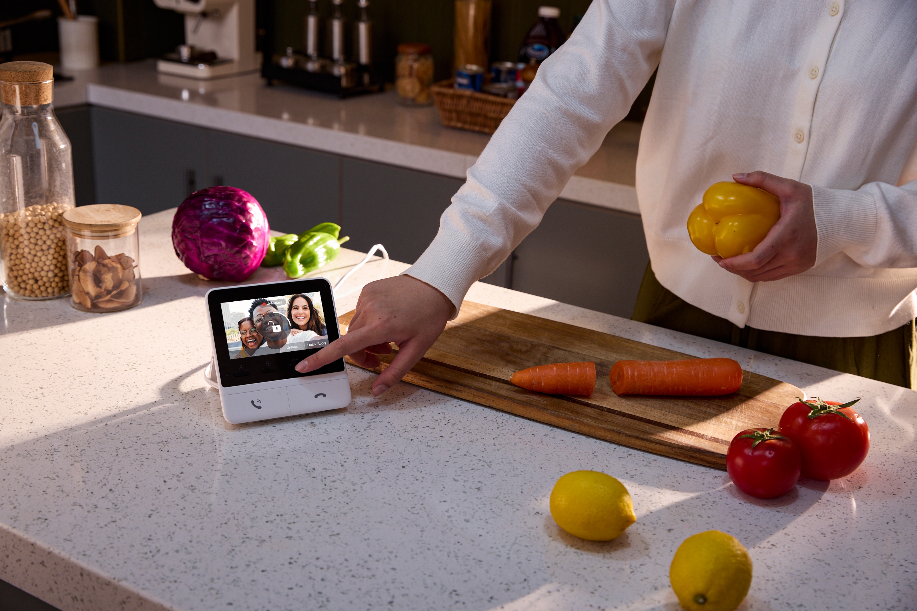 SWITCHBOT Videotürklingel, Monitor, Gegensprechanlage, silber-weiß