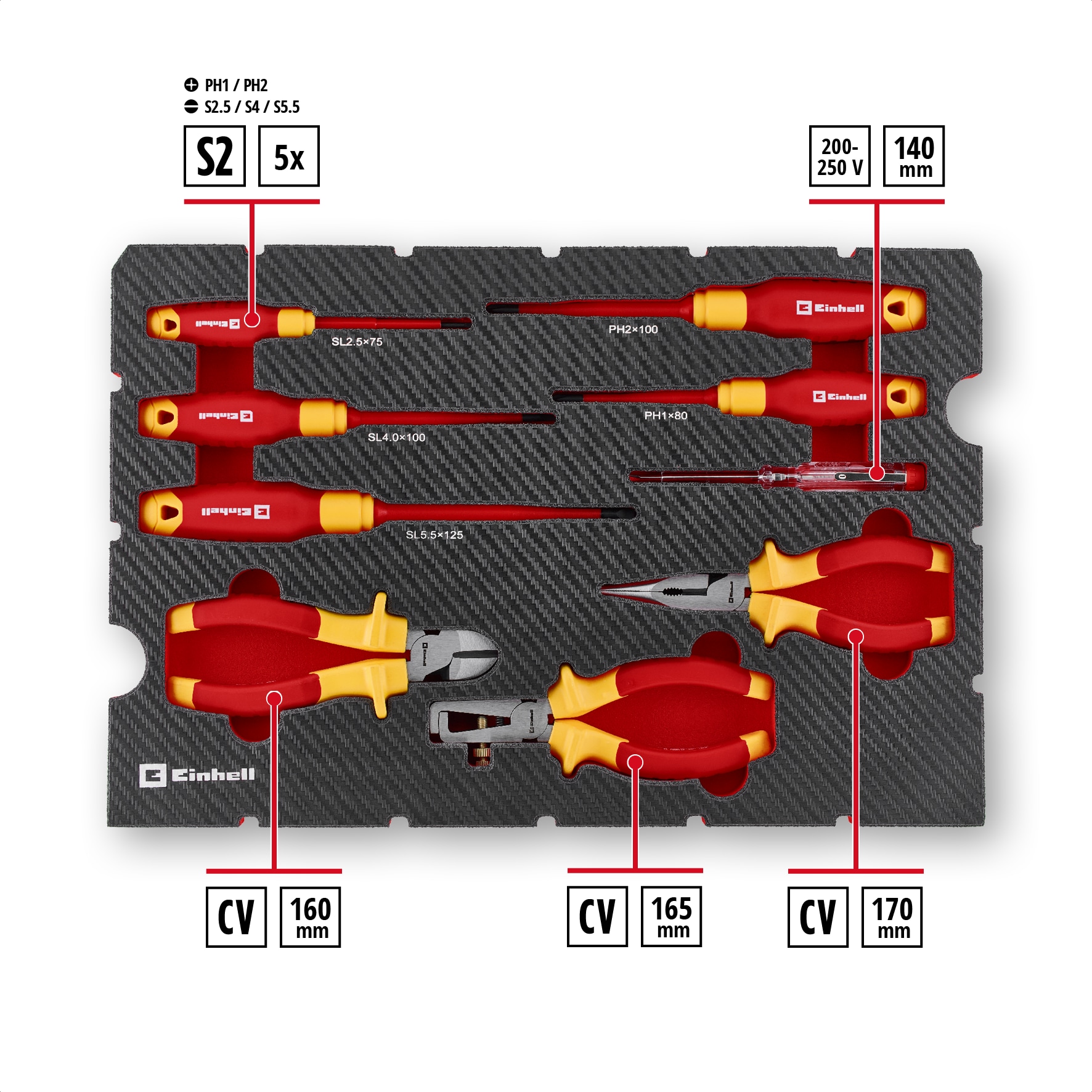 EINHELL Werkzeugkoffer VDE-Elektriker-Werkzeuge, 370516, E-Case, 24-teilig EINHELL Werkzeugkoffer VDE-Elektriker-Werkzeuge, 370516, E-Case, 24-teilig