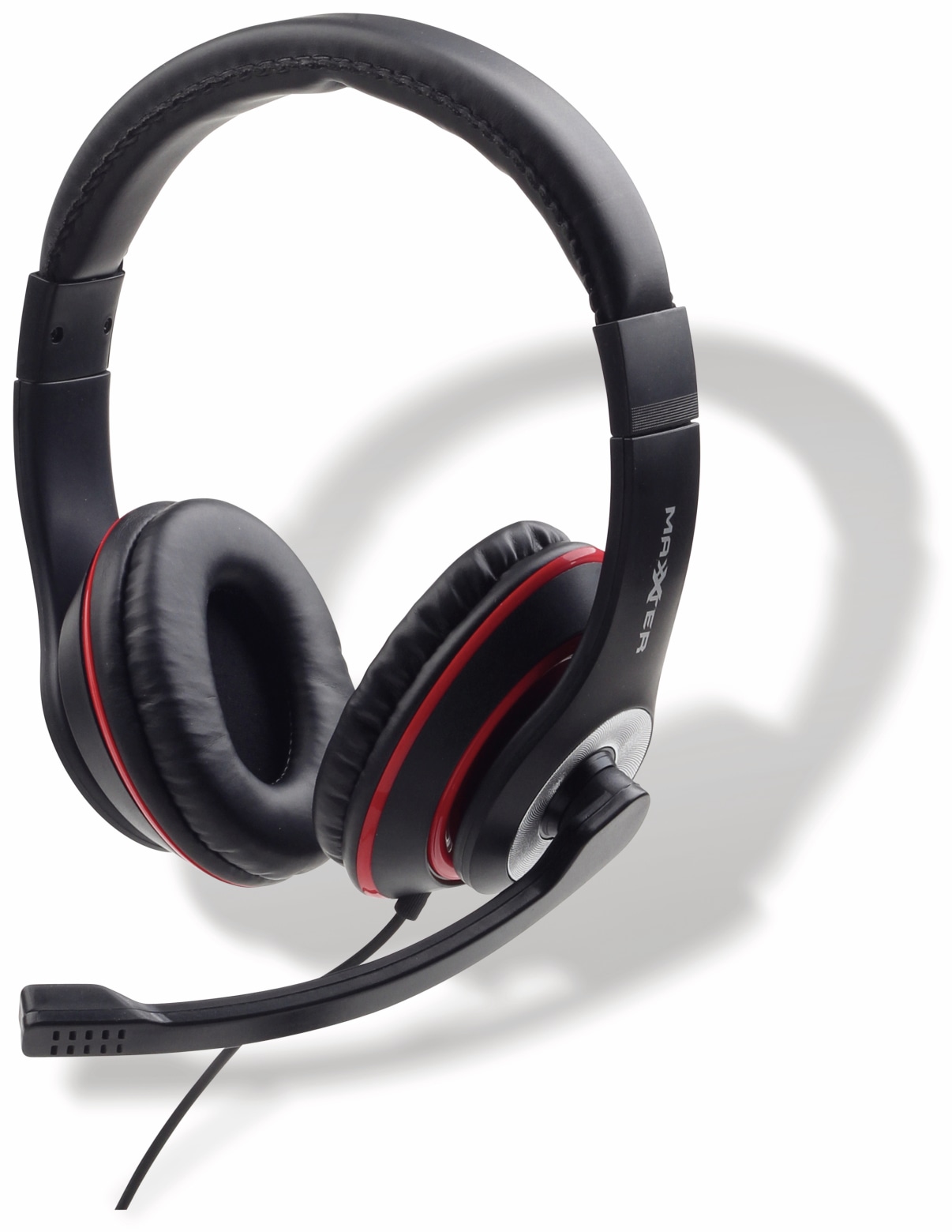Headset MAXXTER ACT-MHS-003, 3,5 mm Klinke, schwarz, rote Kreise