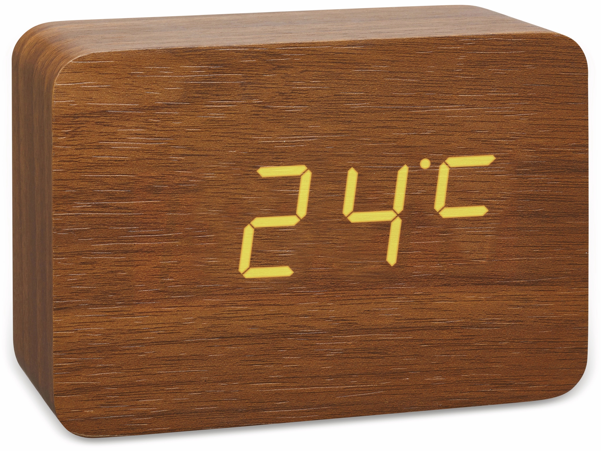 TFA Digitaler Funkwecker Clocco, braun, orangene LED