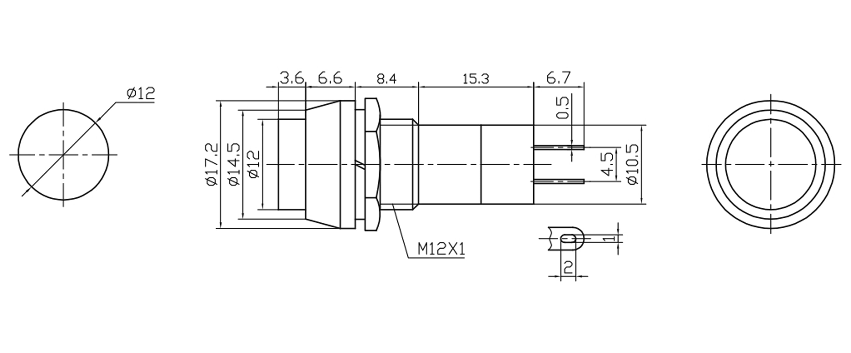 Einbau-Druckschalter PBS-11A, rund, Ein/Aus, gelb