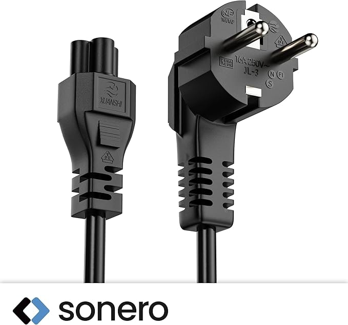 SONERO Netzkabel Schutzkontaktstecker, X-SKW-C5G-020B, 90°, schwarz, 2m SONERO Netzkabel Schutzkontaktstecker, X-SKW-C5G-020B, 90°, schwarz, 2m