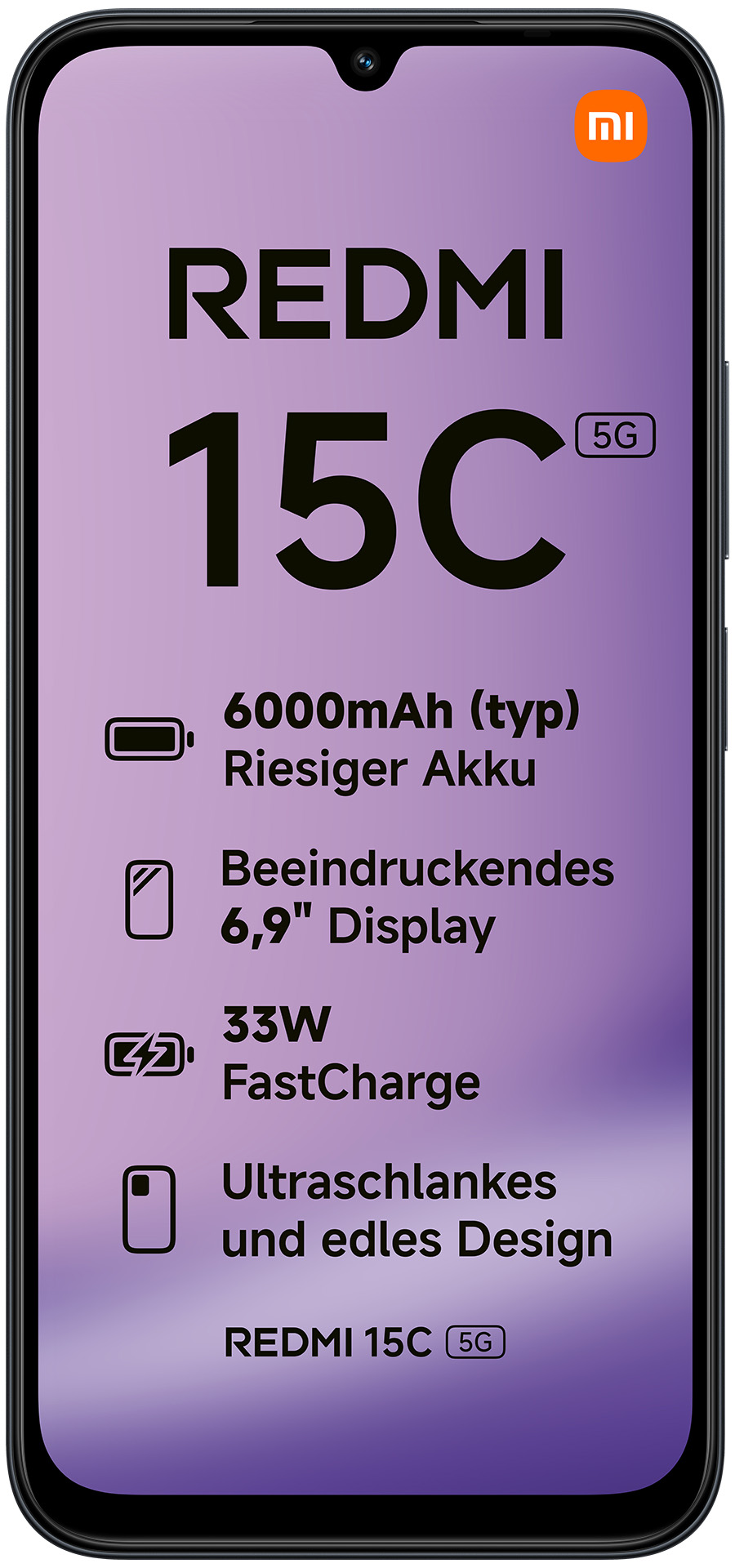 XIAOMI Smartphone Redmi 15C 5G 128GB midnight black