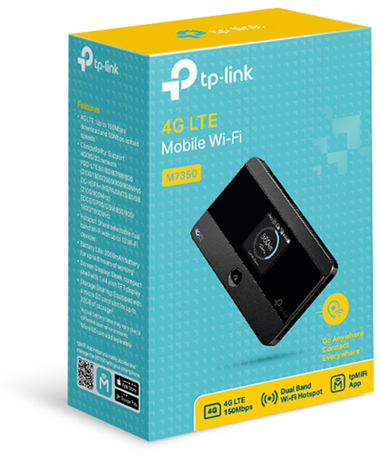 TP-LINK Mobiler Hotspot M7350, 4G/LTE, 150 MBit/s, TFT-Display