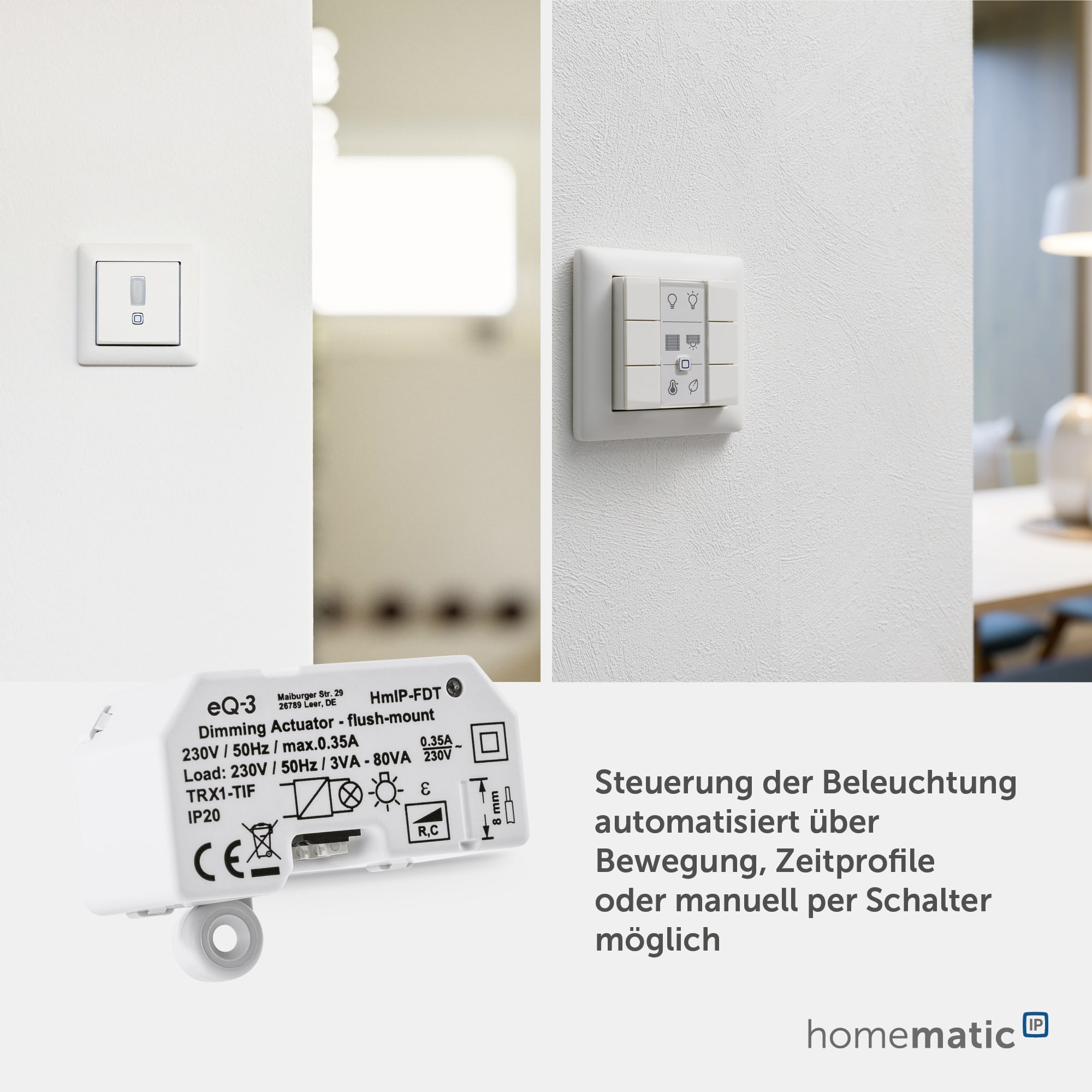 HOMEMATIC IP Smart Home 150609A0, Dimmaktor, Unterputz, Phasenabschnitt