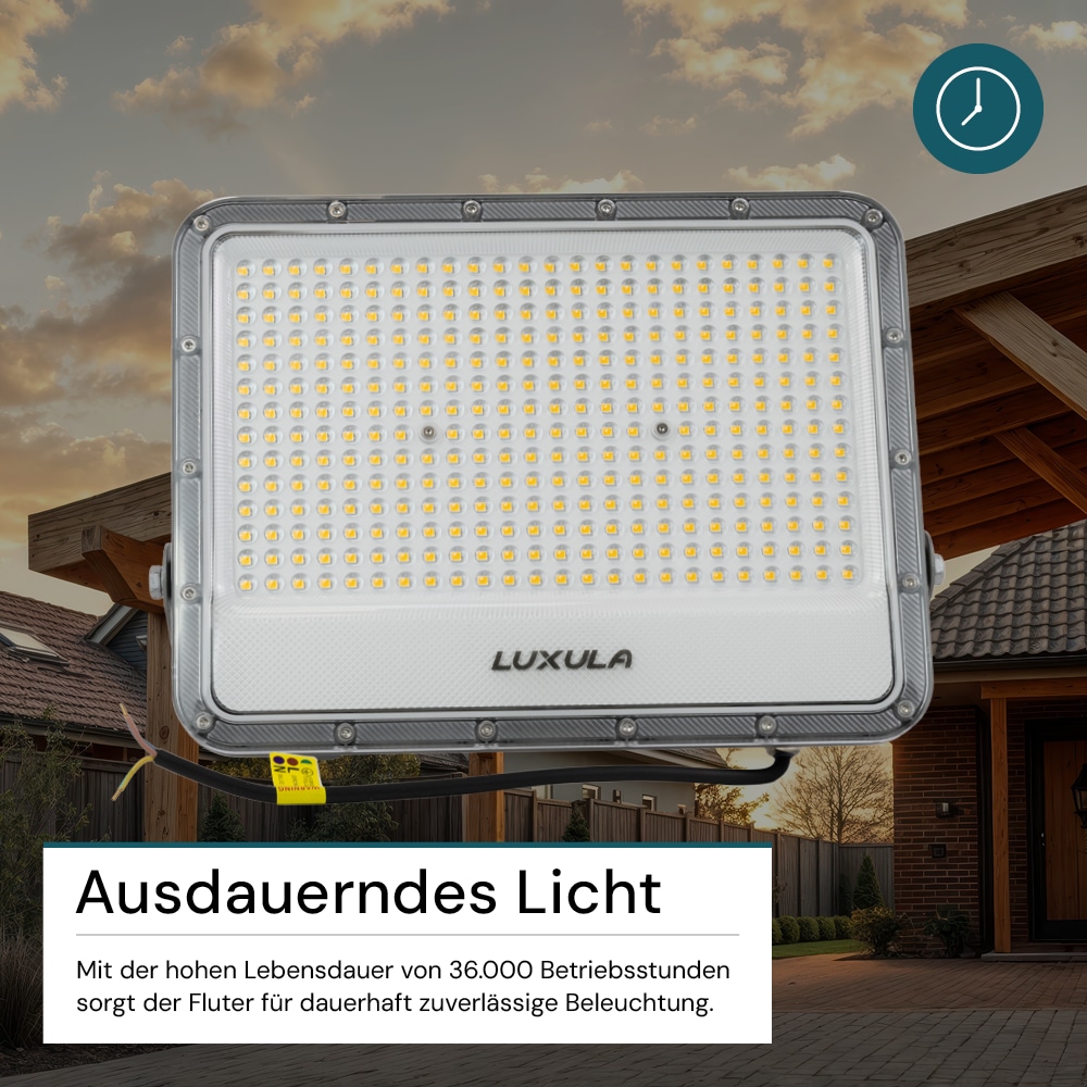 LUXULA LED-Fluter, EEK: E, 200W, 26000lm, 4000K, IP65, grau LUXULA LED-Fluter, EEK: E, 200W, 26000lm, 4000K, IP65, grau