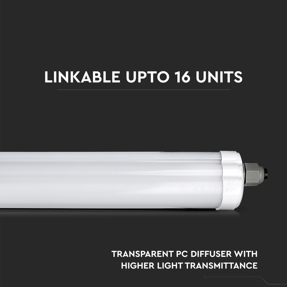 V-TAC LED-Feuchtraumwannenleuchte VT-6076, 18W, 6500K, EEK: E, 2160lm, kaltweiß, IP65, 60 cm