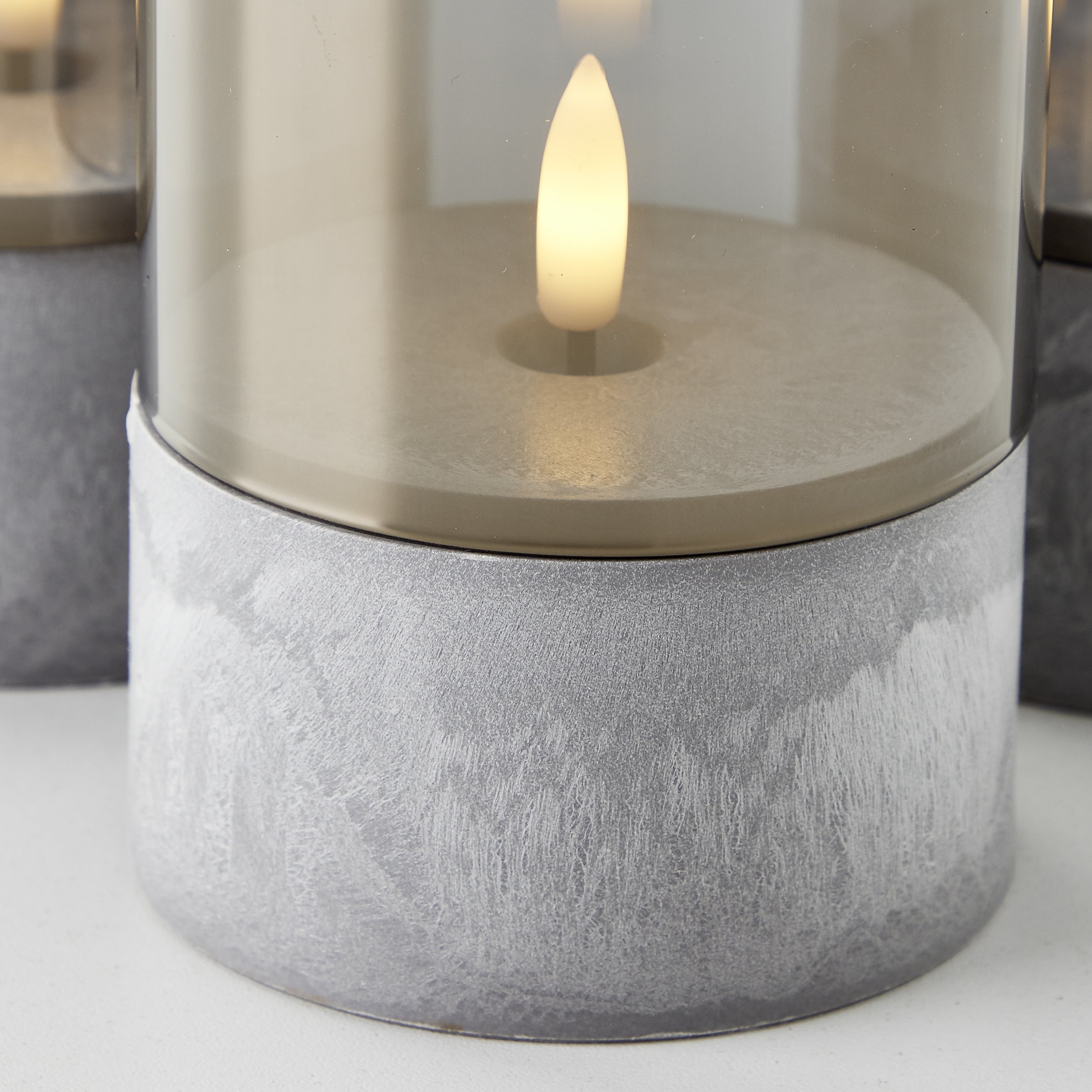 BRILLIANT LED Tischleuchten Kerzen Bougie, grau, rauchglas, 3 Stück