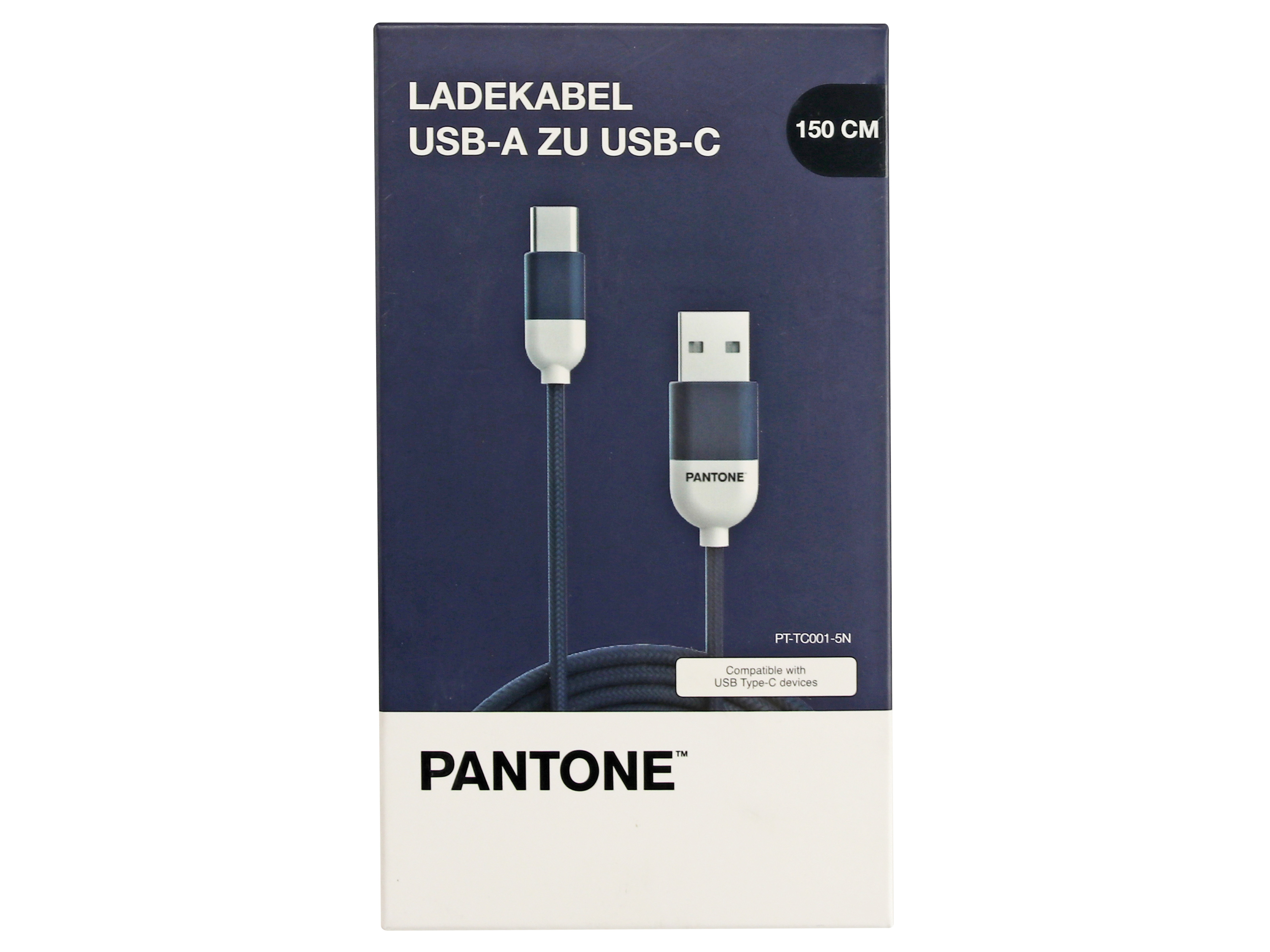 PANTONE, USB-Ladekabel, USB-A-USB-C, 1,5 m, dunkelnlau PANTONE, USB-Ladekabel, USB-A-USB-C, 1,5 m, dunkelnlau