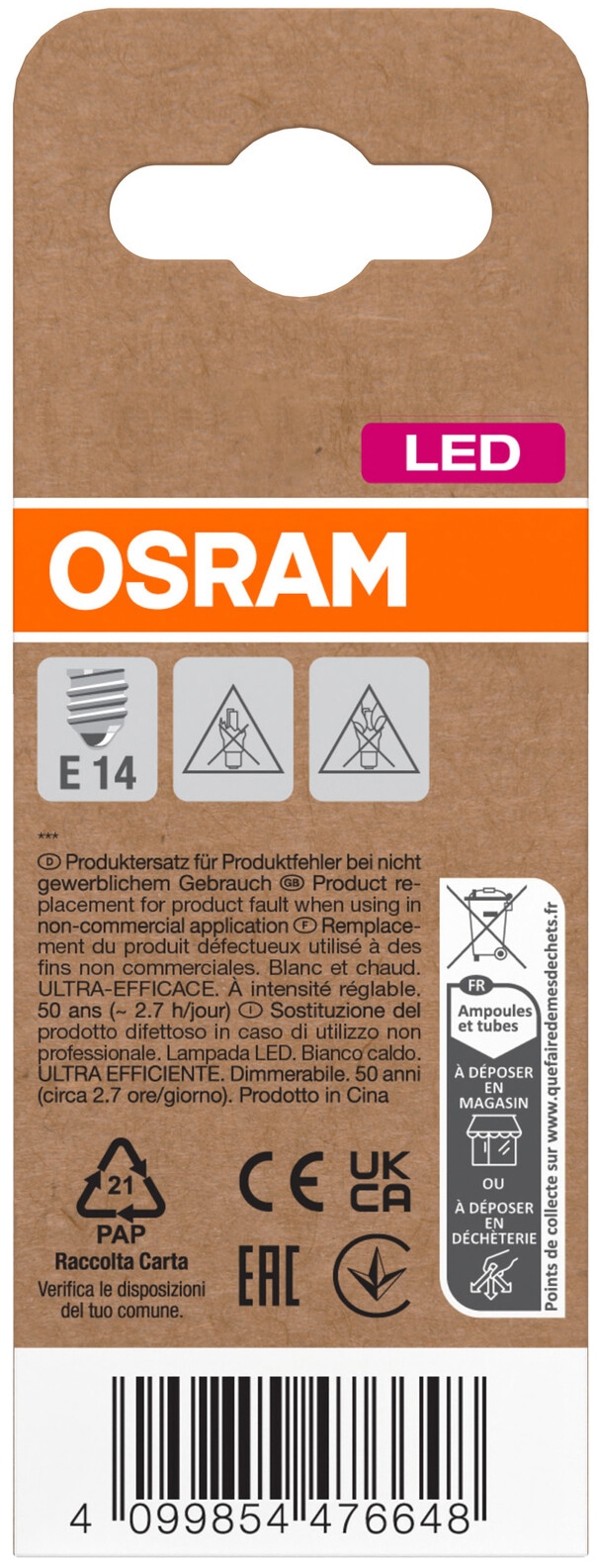 OSRAM LED-Lampe Classic, dimmbar, E27, 2,5 W, 2700 K, EEK: B, 470 lm, IP20, warmweiß OSRAM LED-Lampe Classic, dimmbar, E27, 2,5 W, 2700 K, EEK: B, 470 lm, IP20, warmweiß