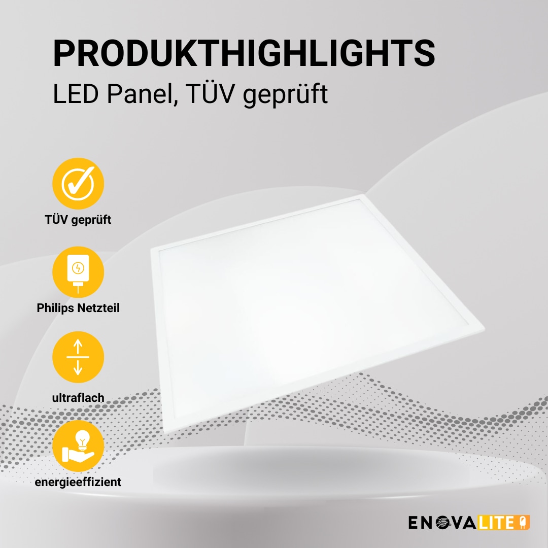 ENOVALITE LED-Panel, 36 W, 3600 lm, EEK: F, 620x620 mm, 6000 K, 120° Abstrahlwinkel