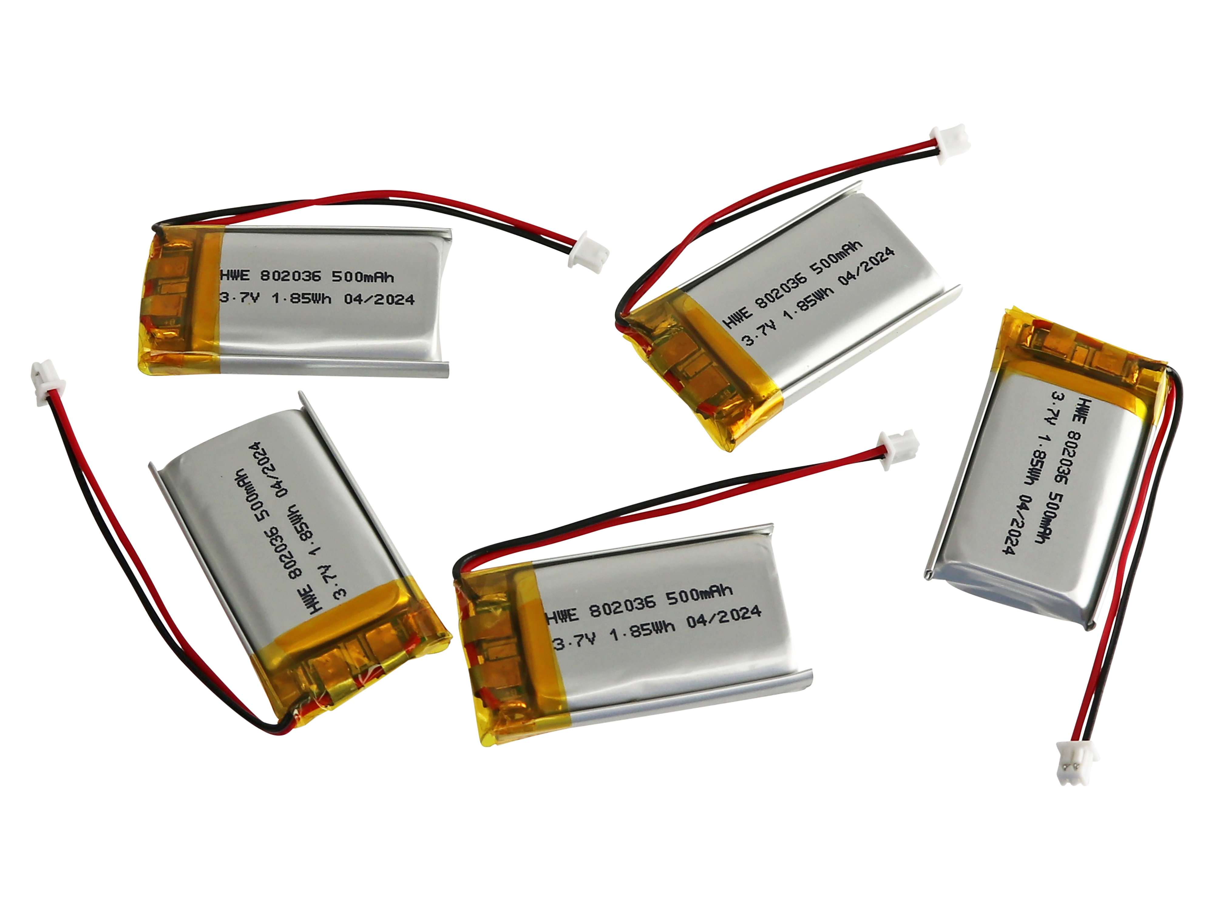 Lithium-Polymer-Akku SP802036P, 5 Stück