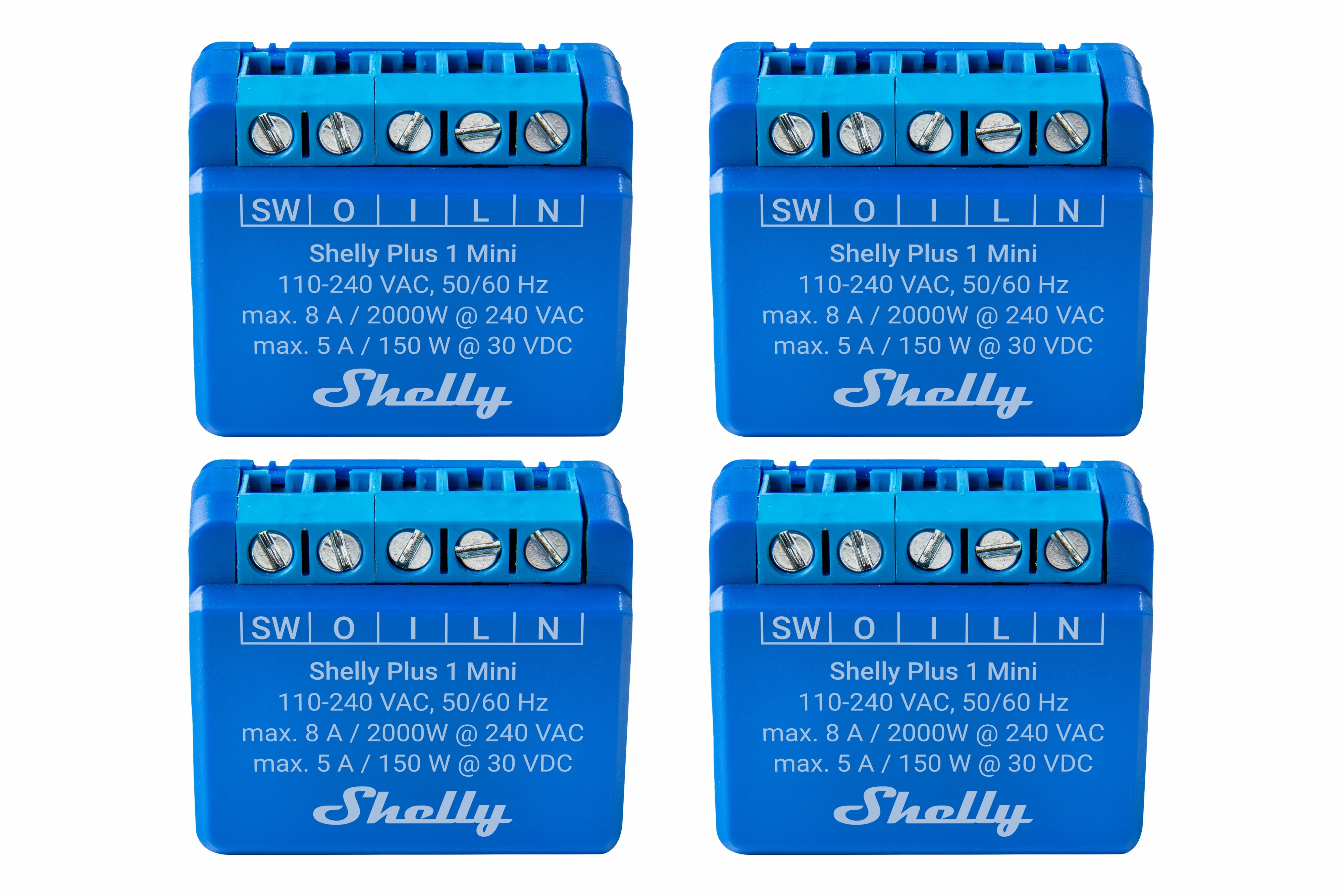 SHELLY WLAN-Schaltaktor Plus 1 Mini, max. 8 A, 1 Kanal, Bluetooth, UP, 4 Stück