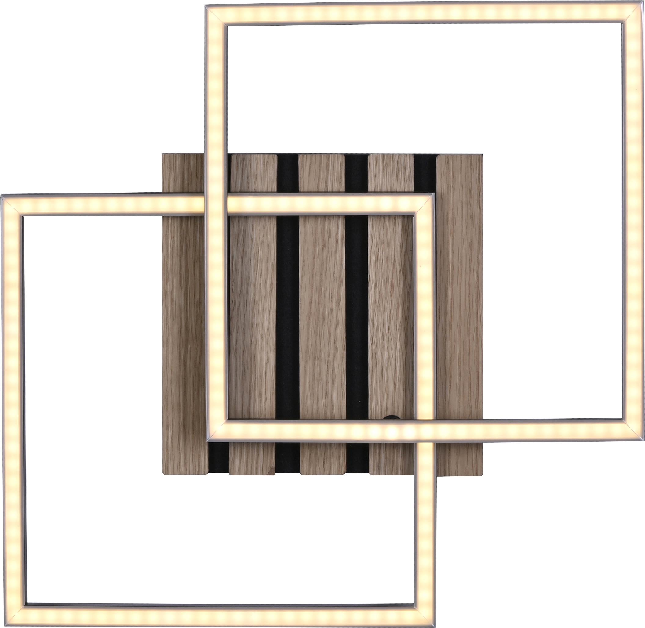 JUST LIGHT LED-Deckenleuchte 14053-79, 15W, 3000K, 2200lm, warmweiß, IP20, Holz/schwarz