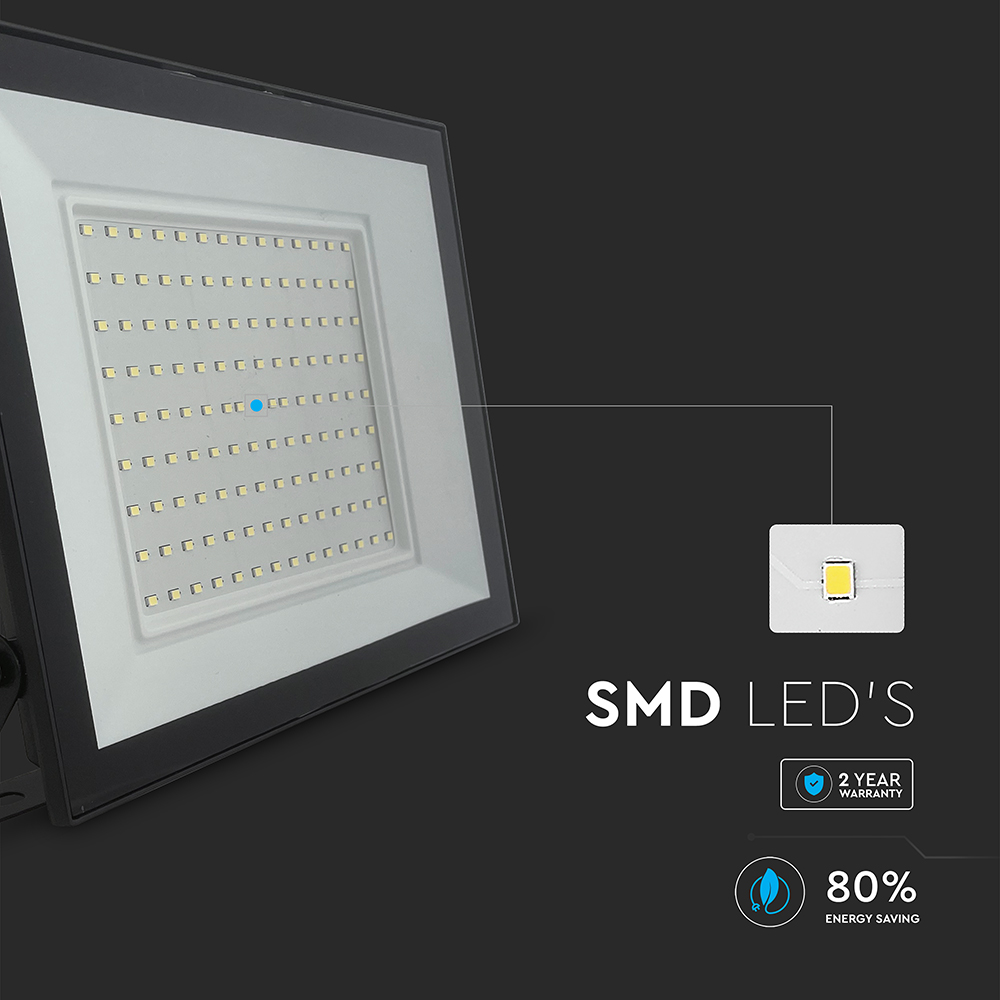 V-TAC LED-Fluter, VT-44109, 100 W, 6500K, EEK: F, 8150 lm, kaltweiß, IP65, schwarz