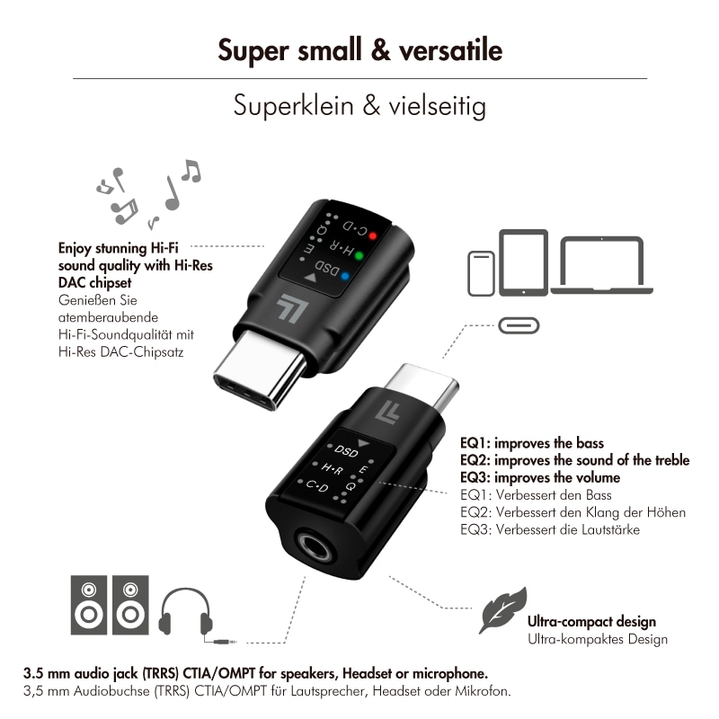 LOGILINK USB-C-Audioadapter LOGILINK UA0424 DAC mit EQ USB-C/M zu 3,5mm/F LOGILINK USB-C-Audioadapter LOGILINK UA0424 DAC mit EQ USB-C/M zu 3,5mm/F