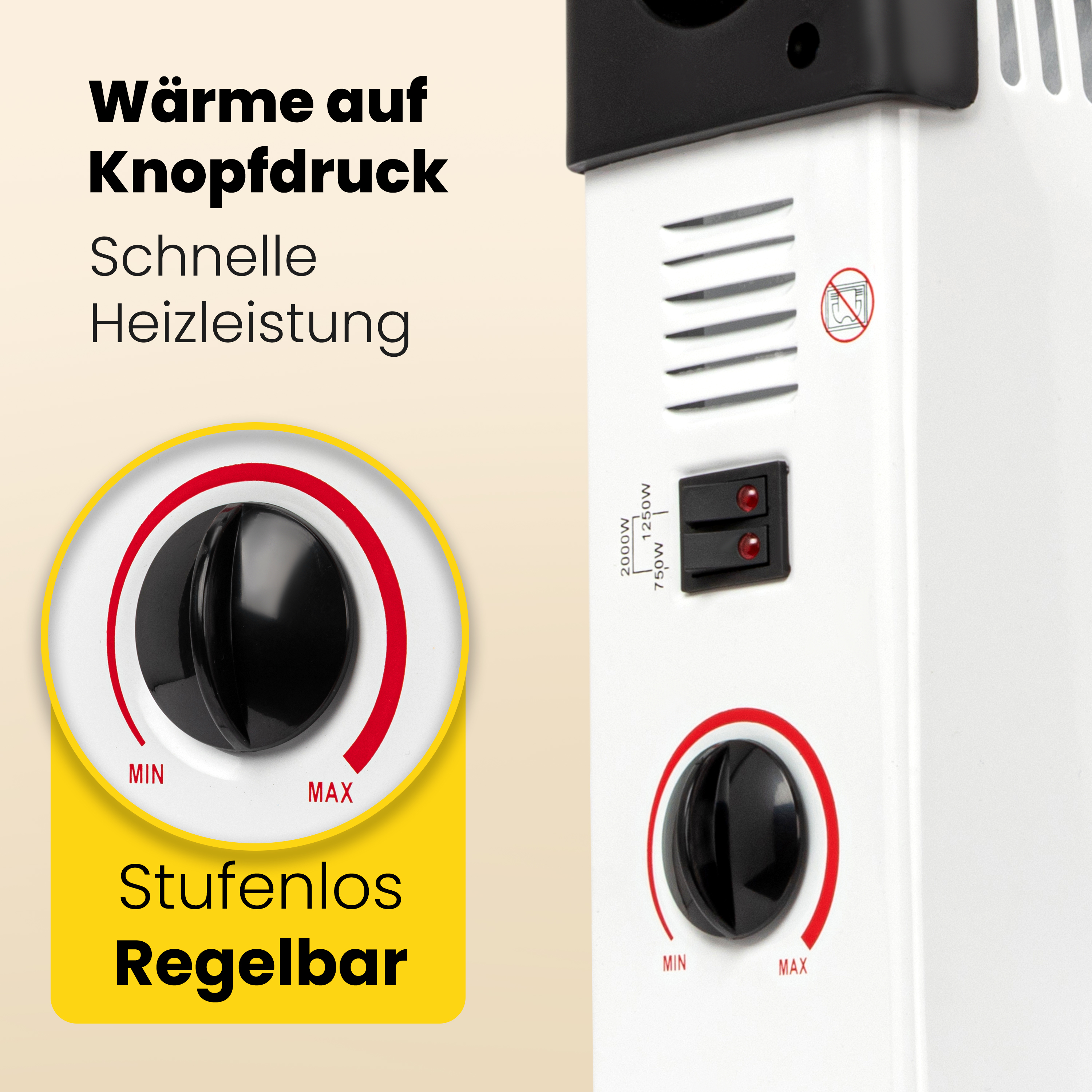 CLATRONIC Konvektor-Heizung KH 3077 N, 3 Heizstufen, weiß, max. 2000 Watt