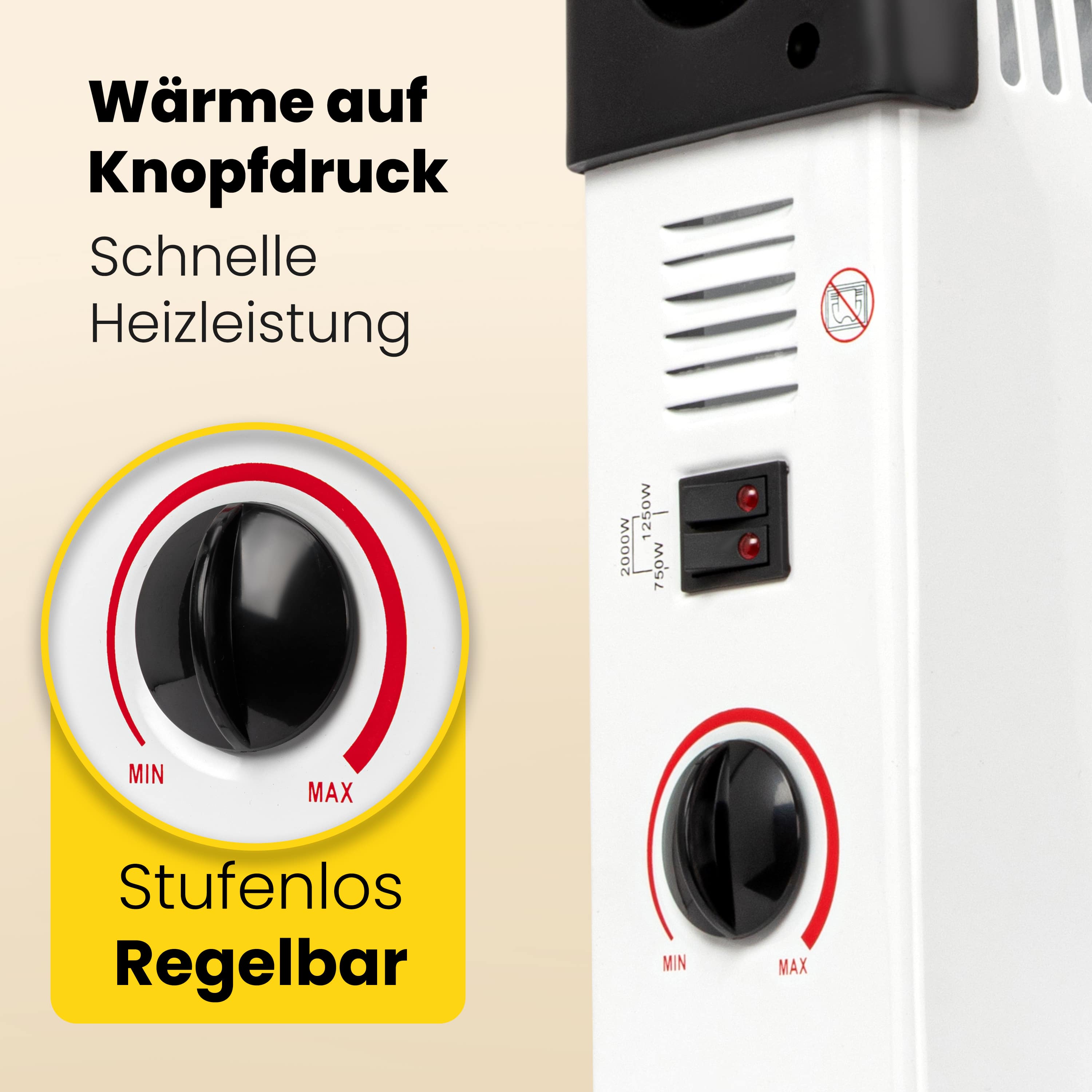 CLATRONIC Konvektor-Heizung KH 3077 N, 3 Heizstufen, weiß, max. 2000 Watt CLATRONIC Konvektor-Heizung KH 3077 N, 3 Heizstufen, weiß, max. 2000 Watt