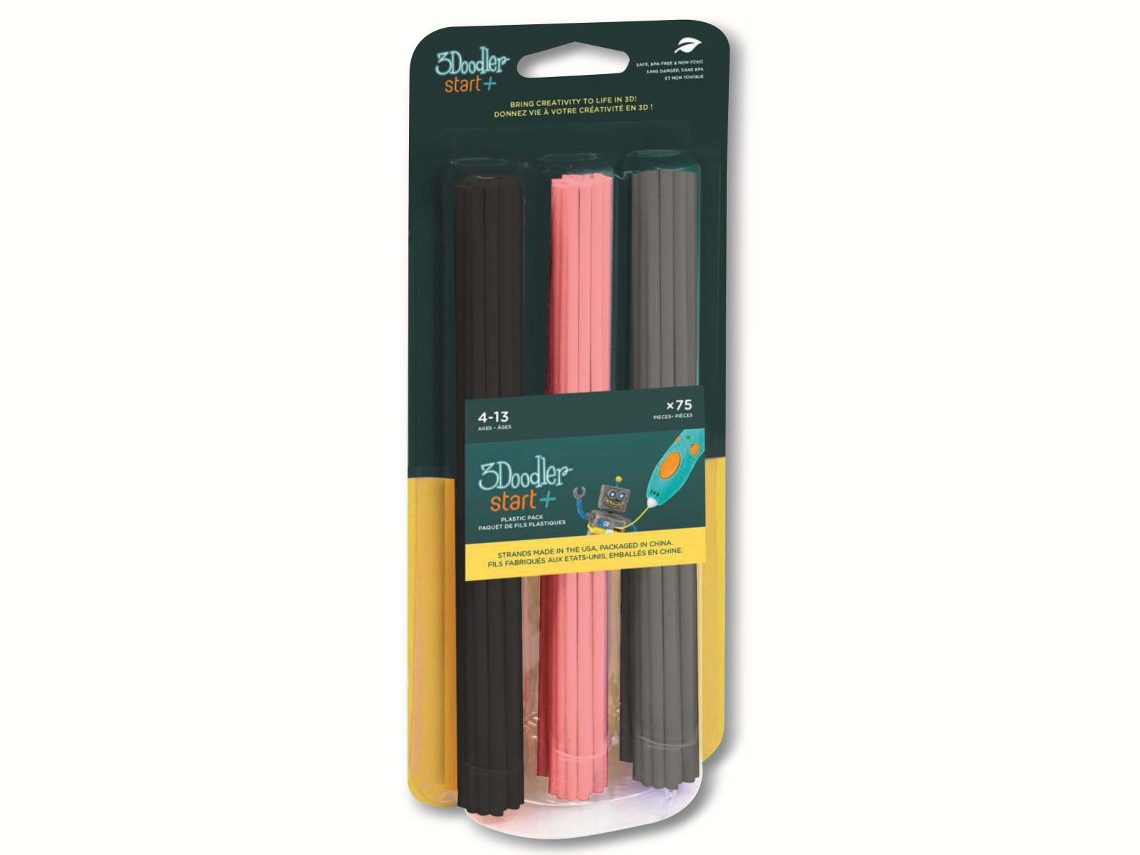 3DOODLER Filament Start, Mix 3, schwarz, pink, grau