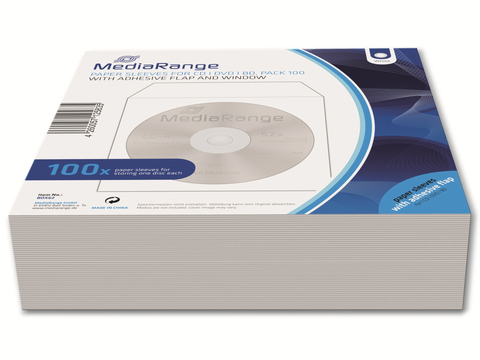 MEDIARANGE CD-Papiertaschen, 100er Pack, weiß MEDIARANGE CD-Papiertaschen, 100er Pack, weiß