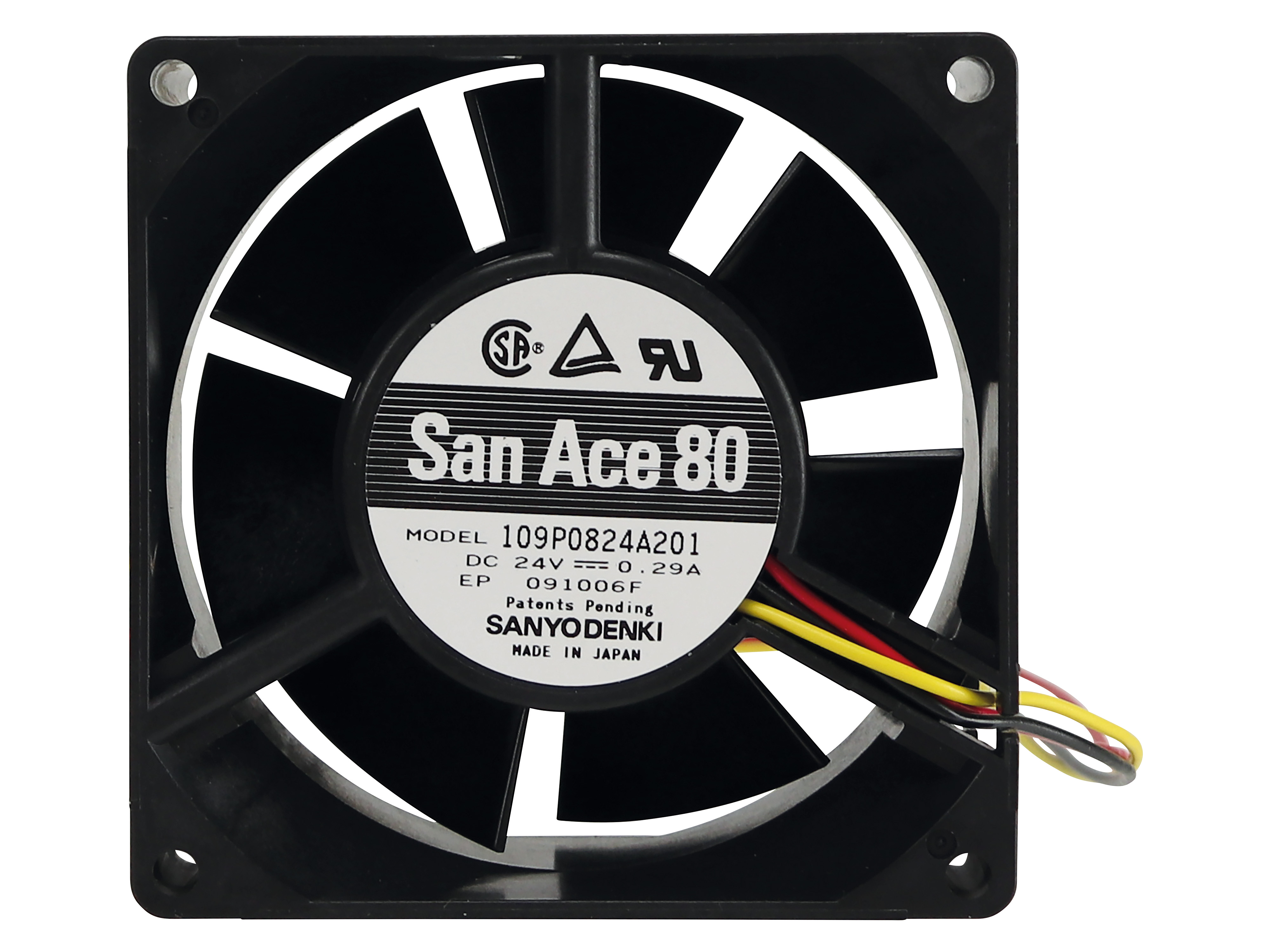 SANYO DENKI, Axiallüfter, San Ace 80, 80x80x32, 24V-, 6,96W, 109P0824A201 SANYO DENKI, Axiallüfter, San Ace 80, 80x80x32, 24V-, 6,96W, 109P0824A201
