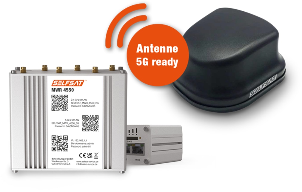 SELFSAT WLAN-Router-Set MWR 4550, inkl. Dachantenne, 4G/LTE & WLAN 