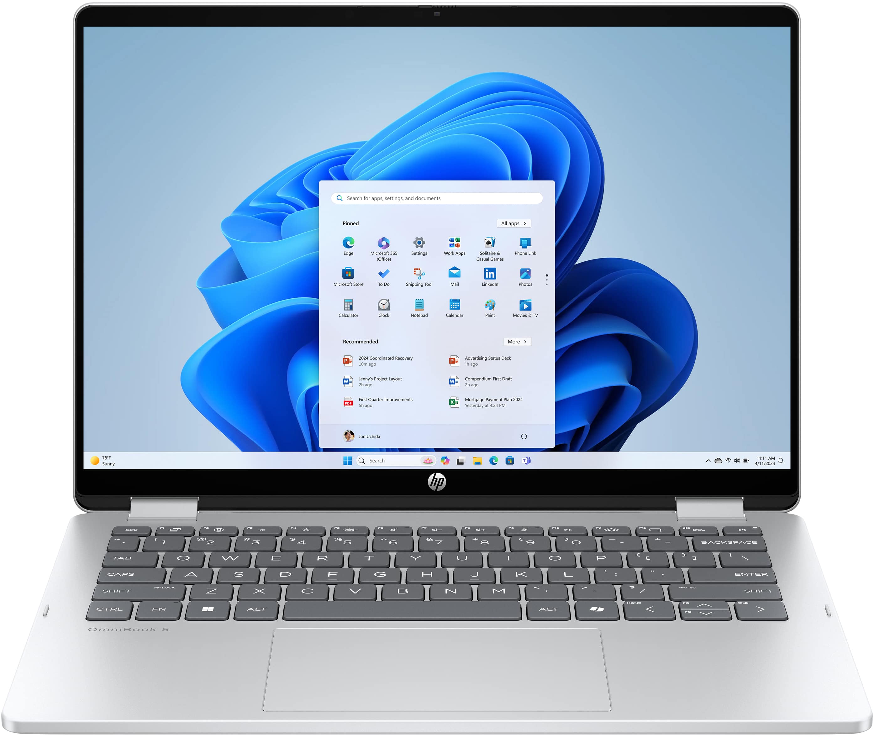 HP Notebook OmniBook 5 Flip 14-fp0152ng, Hybrid (2-in-1), 35,6 cm (14"), Touchscreen, 2K, Silber HP Notebook OmniBook 5 Flip 14-fp0152ng, Hybrid (2-in-1), 35,6 cm (14"), Touchscreen, 2K, Silber