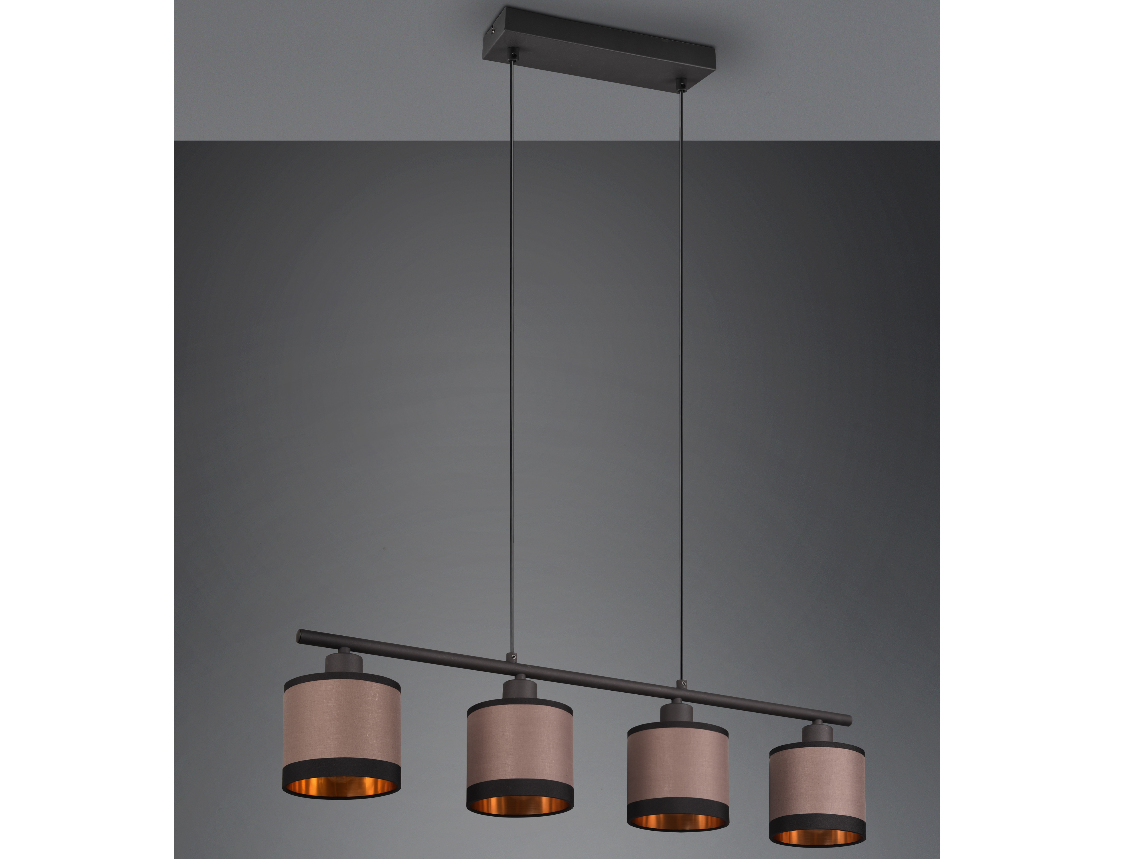 REALITY Pendelleuchte Davos R31554041 schwarz, Schirme taupe, für 4 x E14