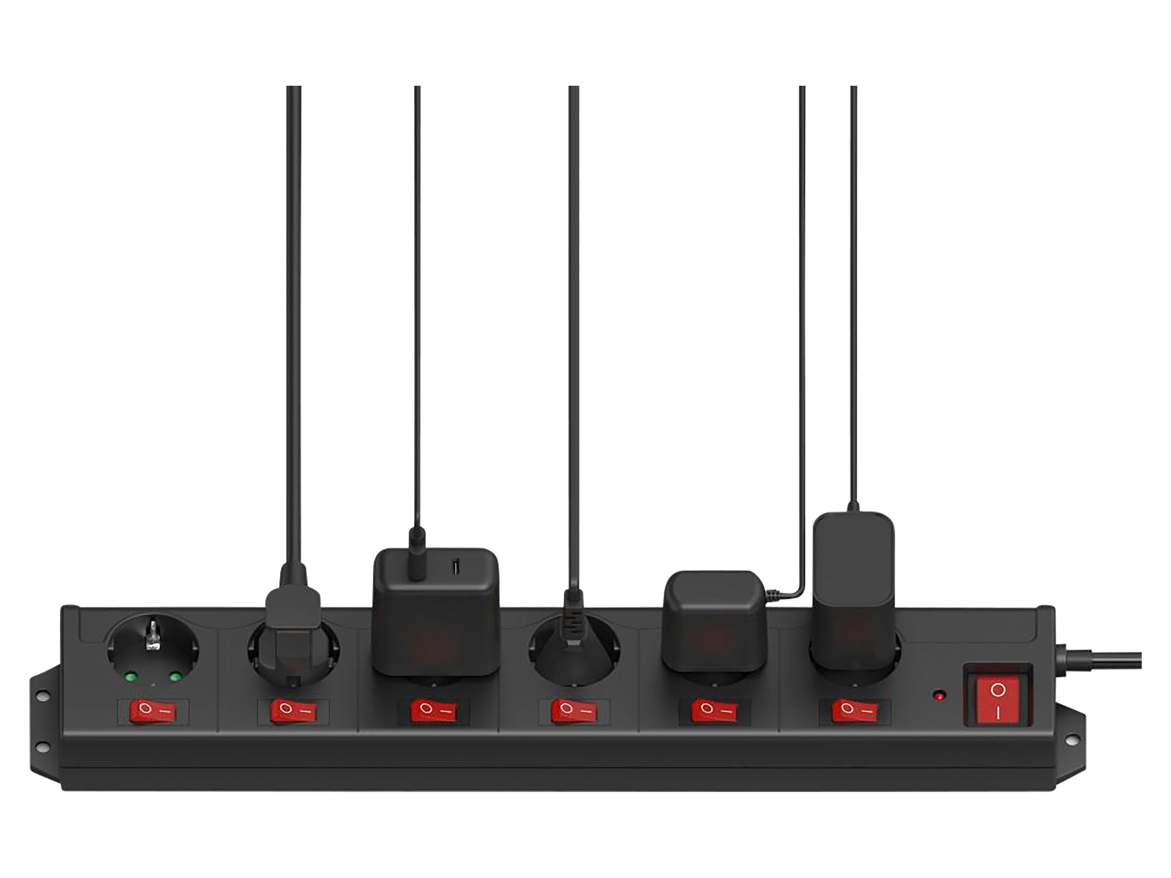 HAMA Steckdosenleiste, 6+1, XL, 6-fach, einzeln schaltbar, schwarz