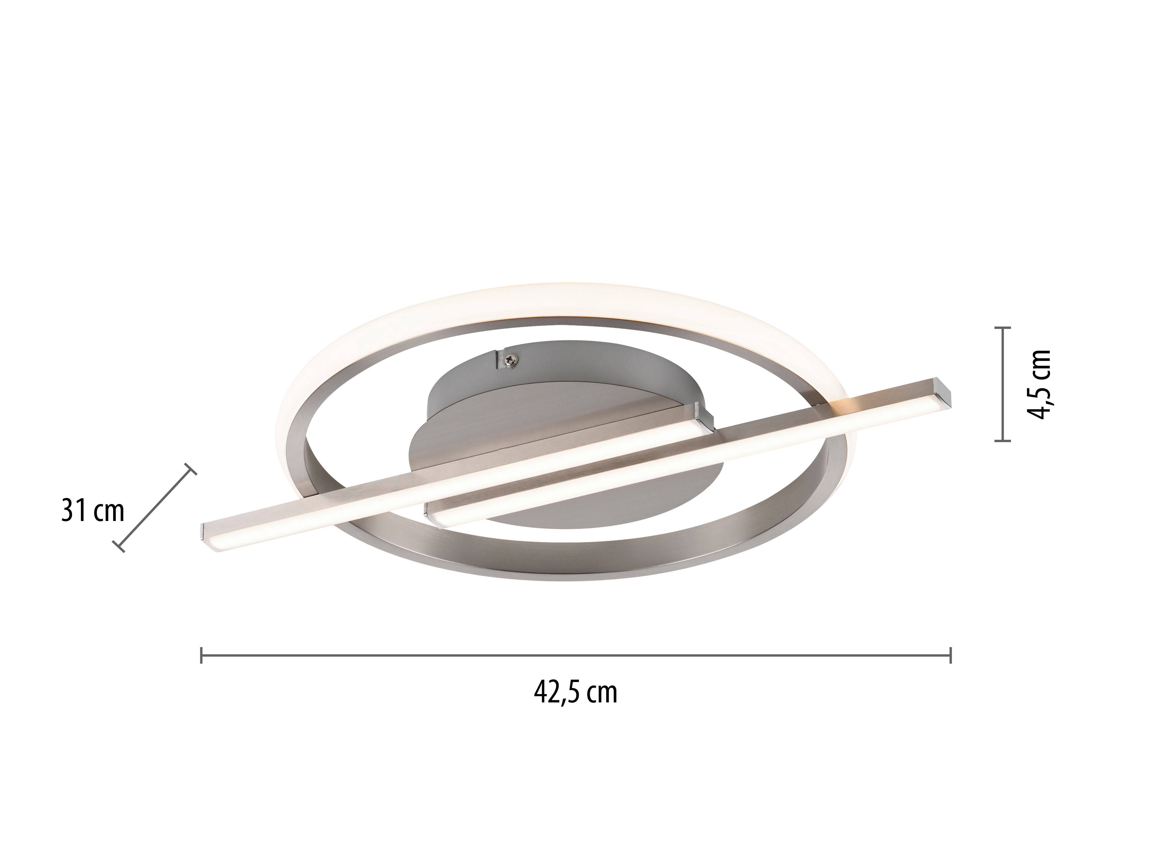 JUST LIGHT LED-Deckenleuchte 14130-55 stahl, 17,5 W, 2100 lm, 3000 K, Dimmbar