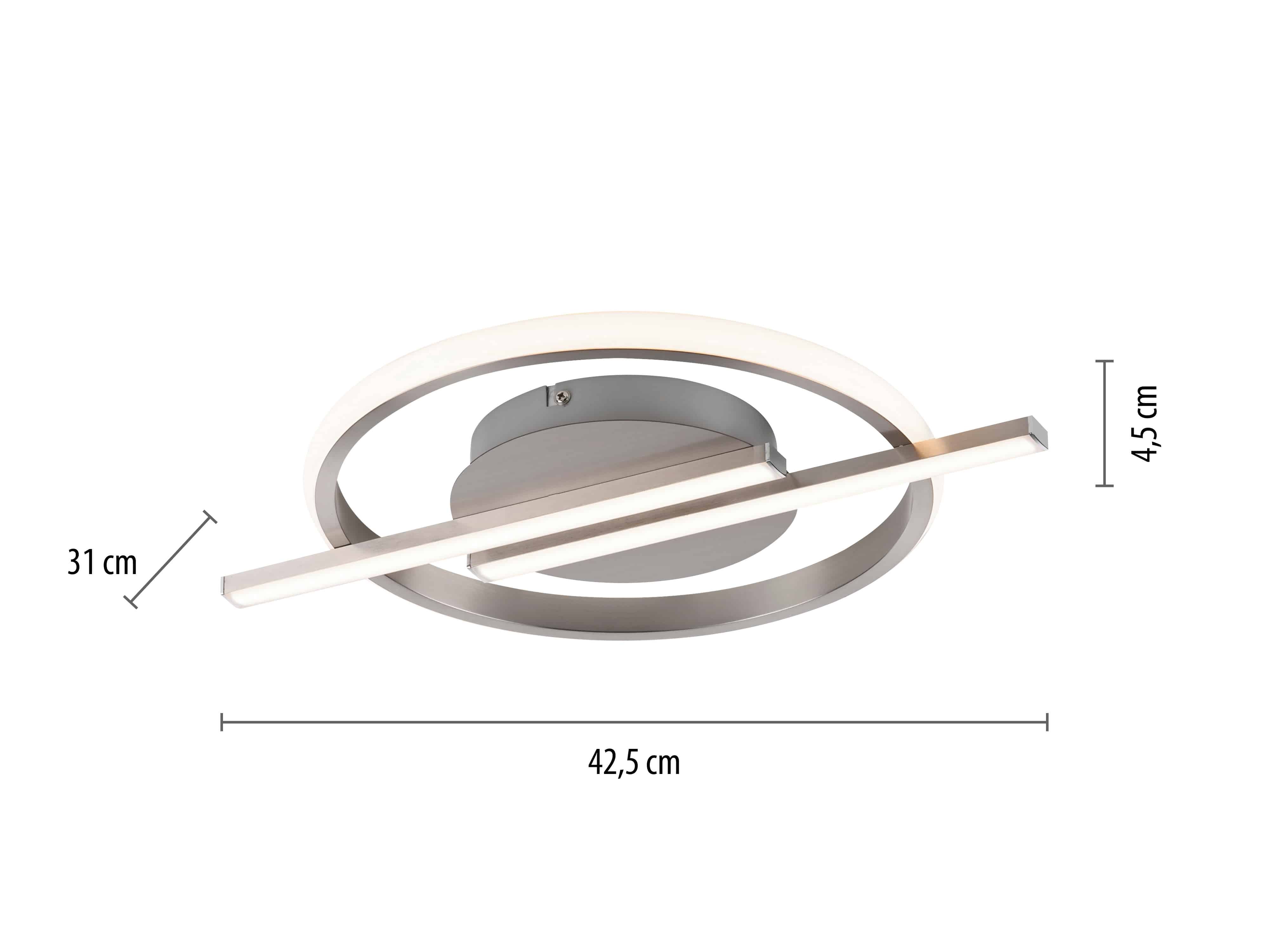 JUST LIGHT LED-Deckenleuchte 14130-55 stahl, 17,5 W, 2100 lm, 3000 K, Dimmbar