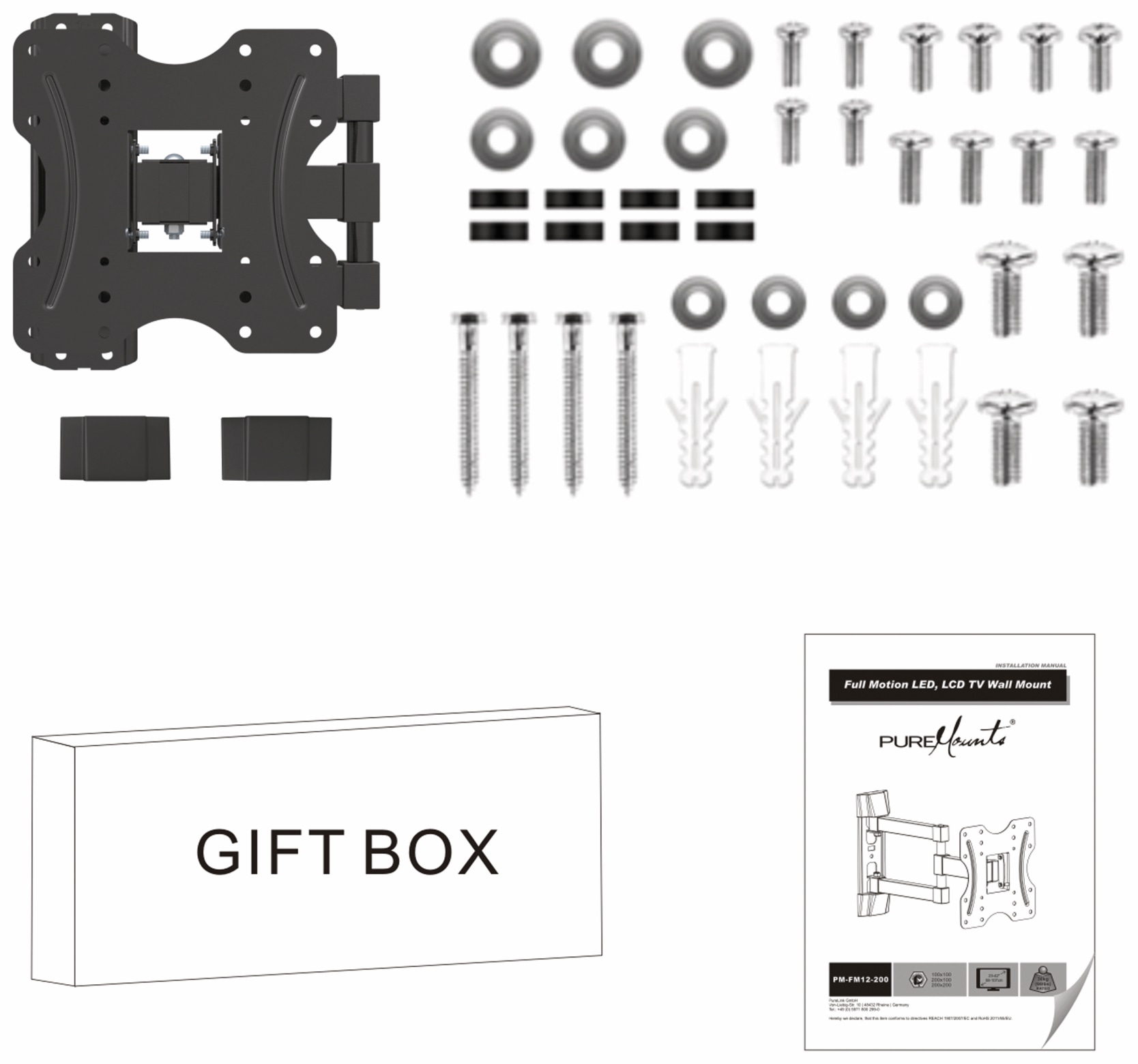 PUREMOUNTS TV-Wandhalter PM-FM12-200, VESA 200x200mm