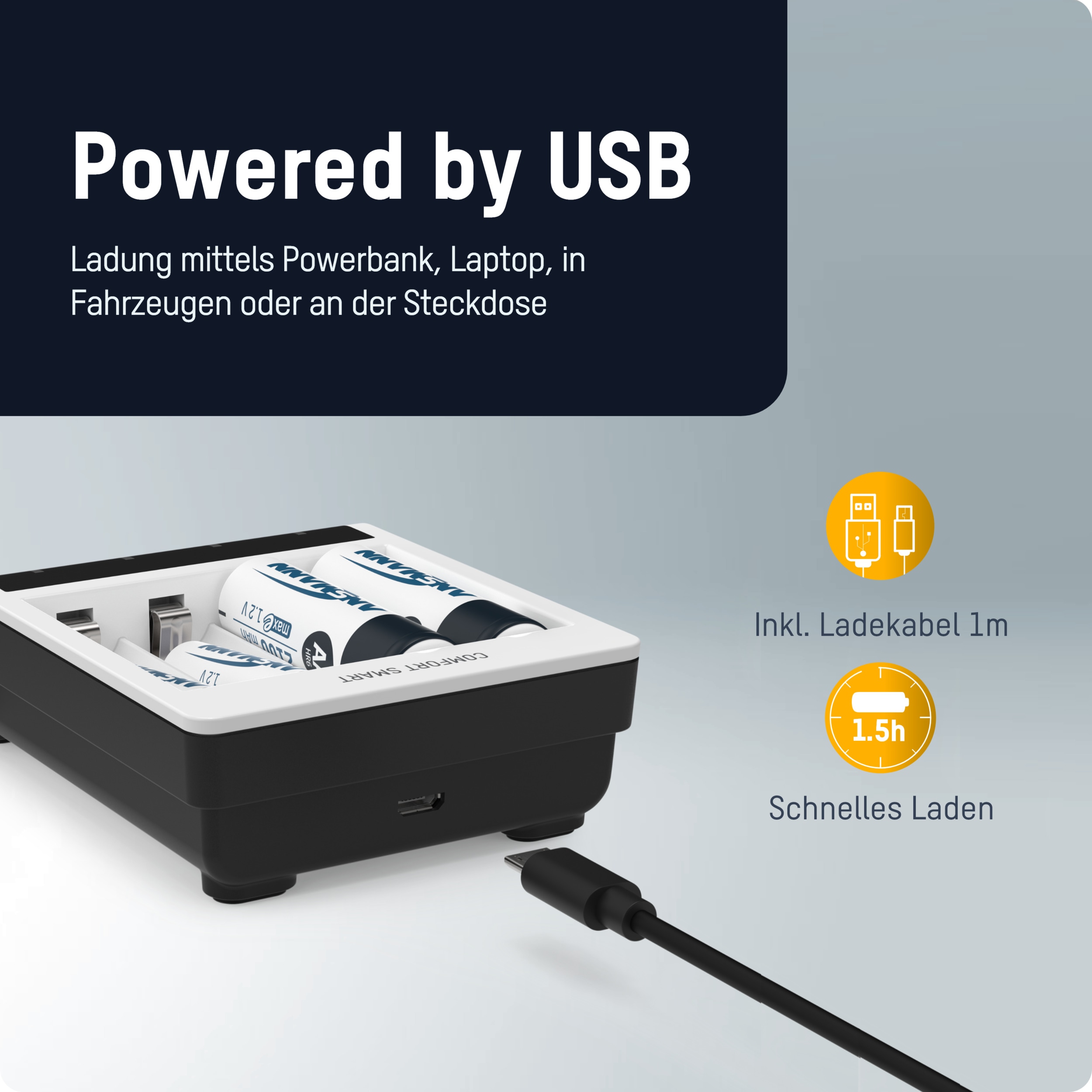 ANSMANN Ladegerät Comfort Smart, mit USB-Eingang