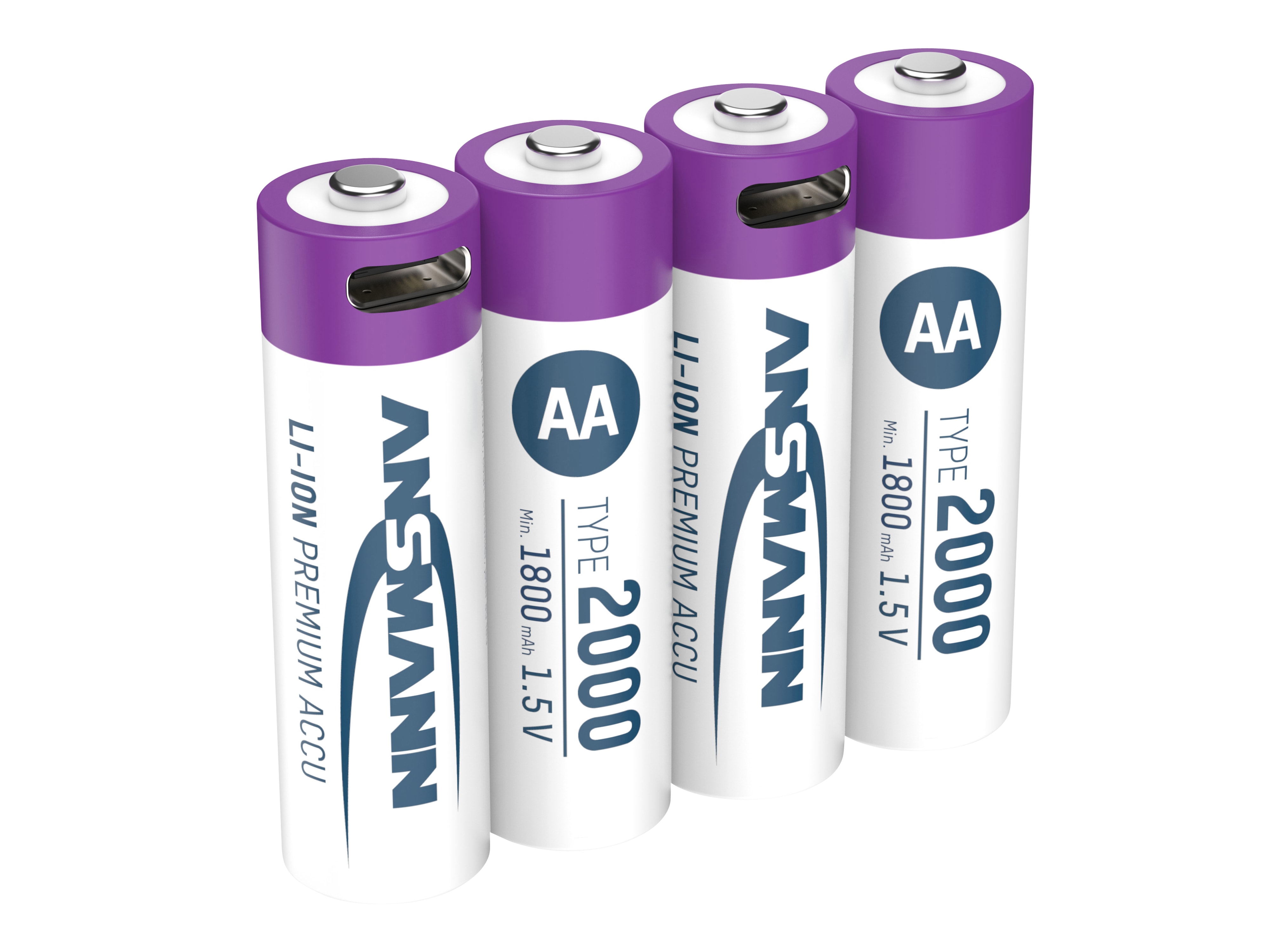 ANSMANN Li-Ion Mignon-Akku, AA, Typ 2000 (min. 1800mAh), 4 Stück
