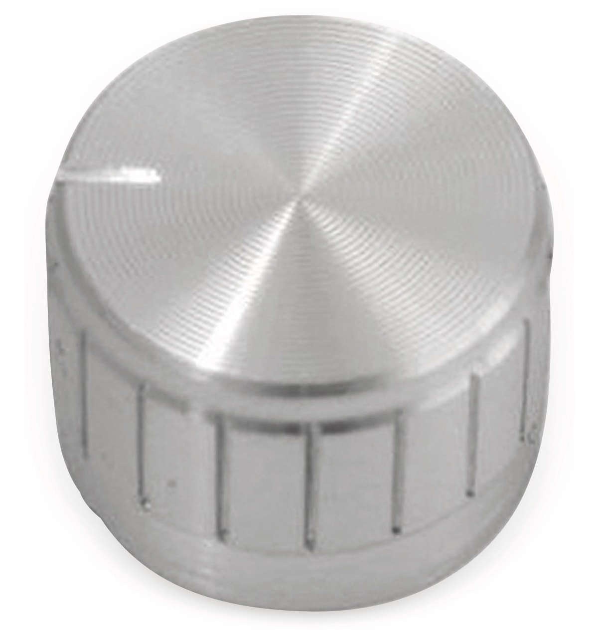 Aluminium-Drehknopf mit Zeigernase, 23x17 mm, silber