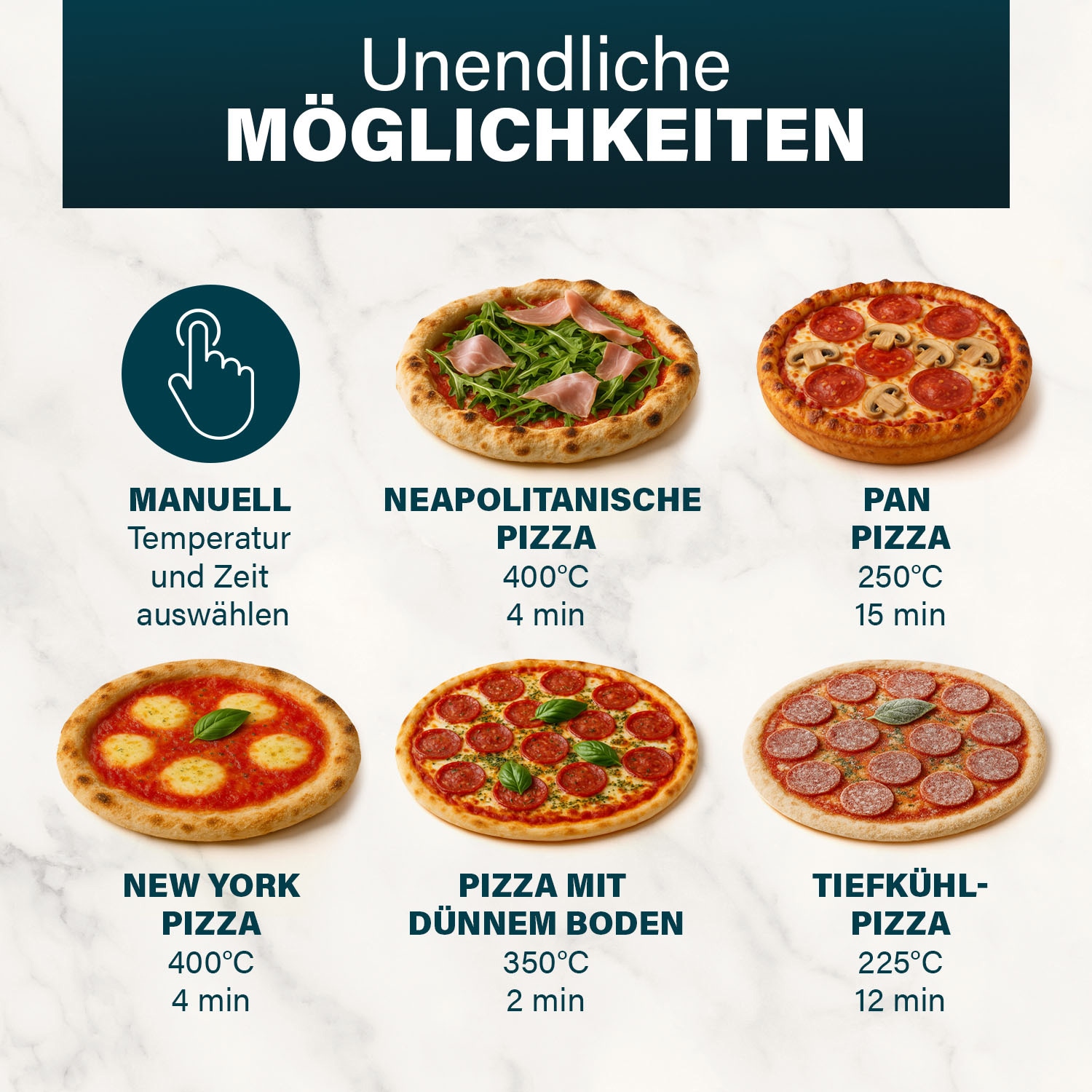 PRINCESS Pizzaofen Pro Max, 15L, 400°C, mit Pizzastein & Schaufel, 2100W