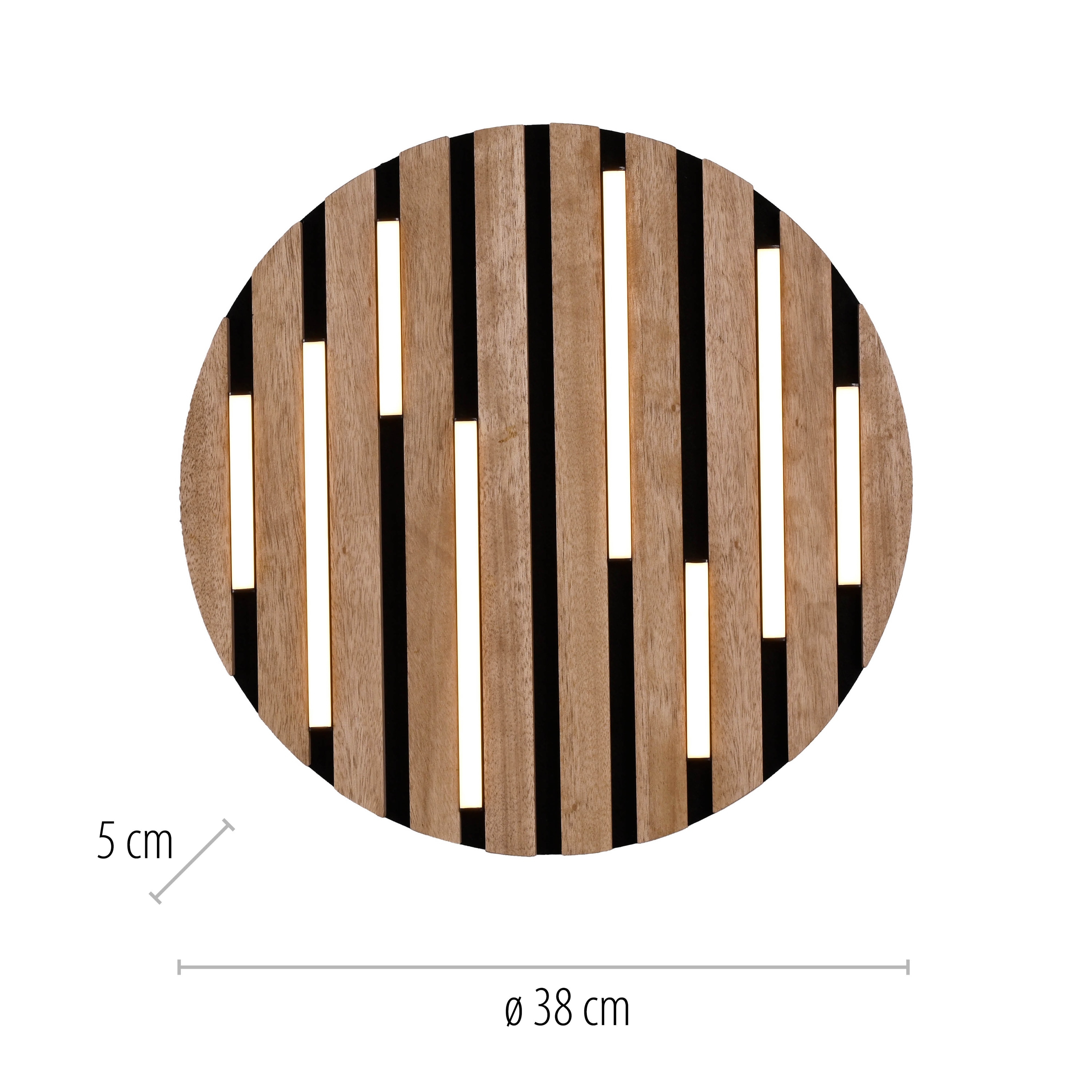 JUST LIGHT LED-Deckenleuchte 15592-79, 12W, 3000K, 1700lm, warmweiß, IP20, Holz/schwarz