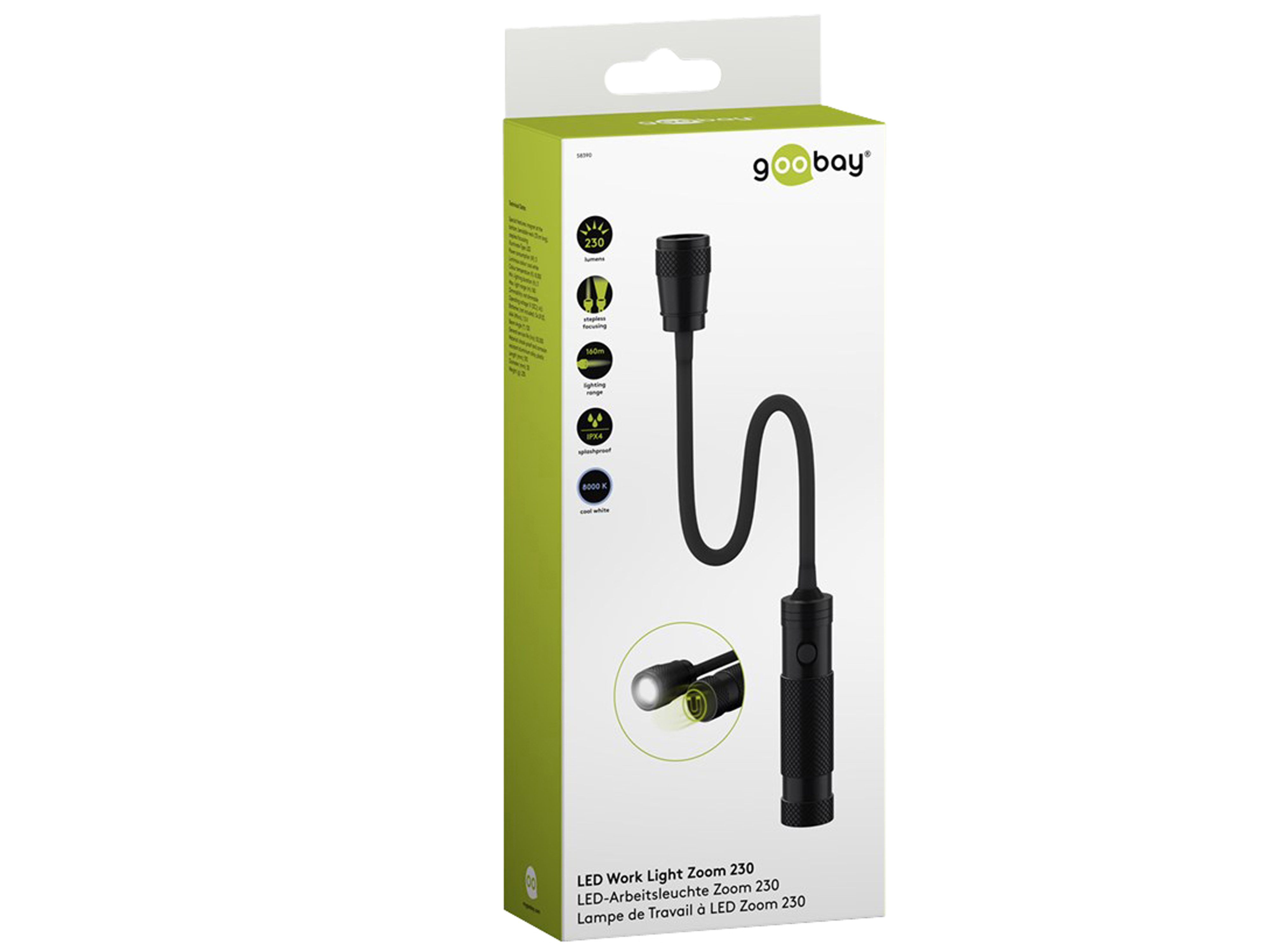 GOOBAY LED-Arbeitsleuchte, Zoom 230, batteriebetrieben