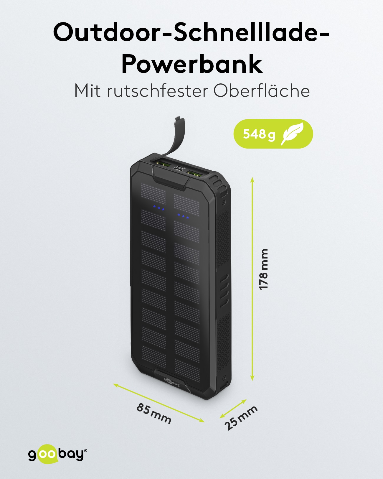 GOOBAY Solar-Powerbank 53934, 20000mAh, Outdoor